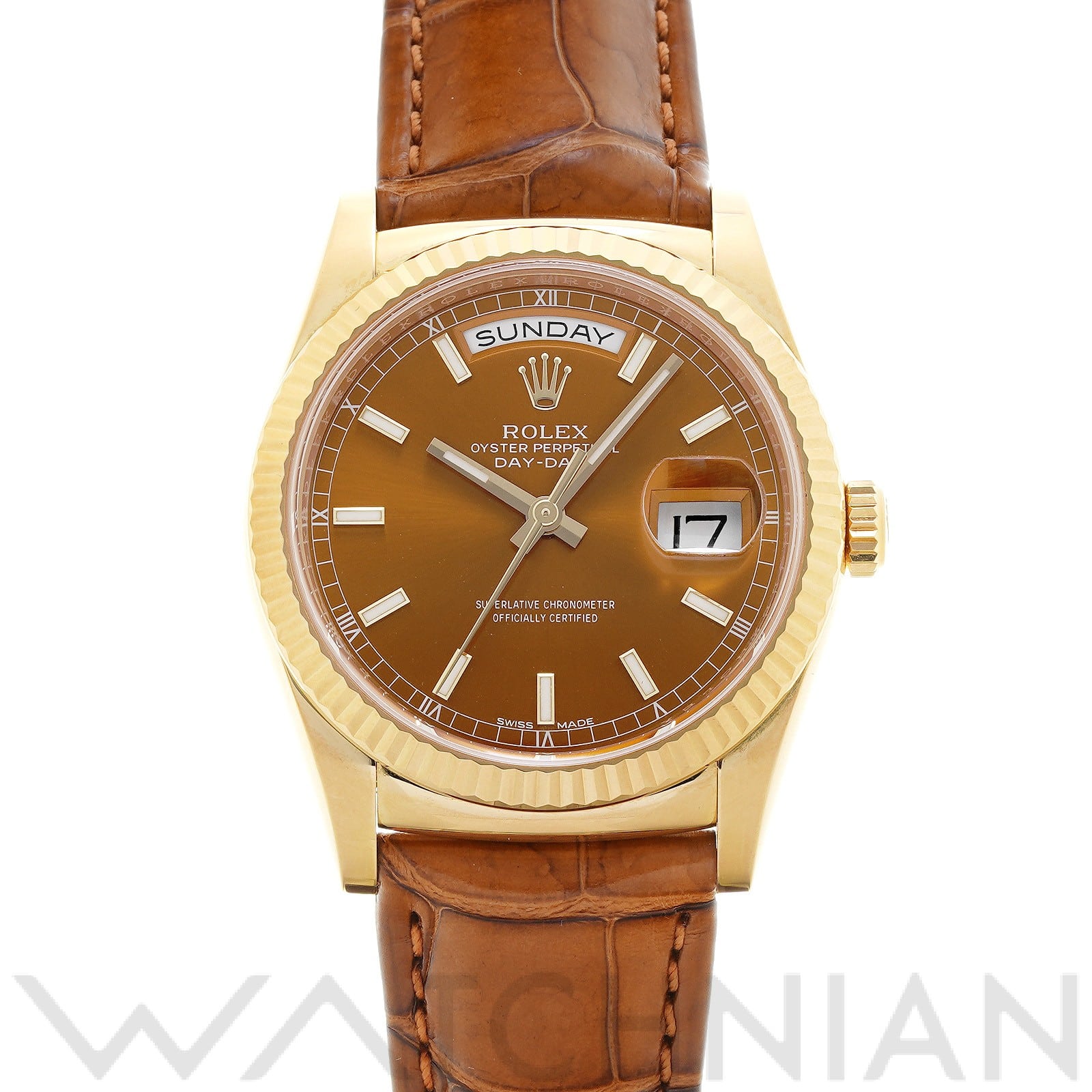 ロレックス デイデイト 36 118138 コニャック メンズ 時計 【中古】【wristwatch】