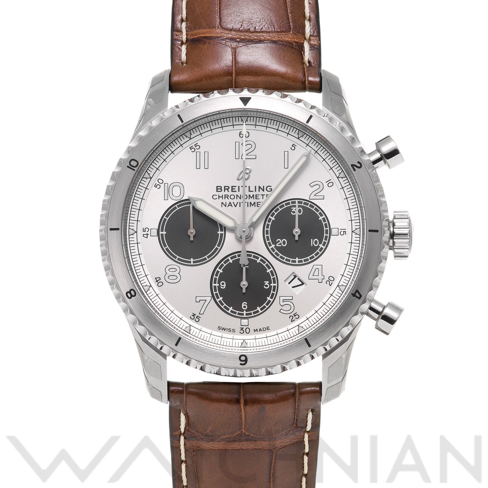 ナビタイマー 8 アビエーター B01 クロノグラフ 43 AB01171A1G1P1  シルバー/グレー ブライトリング BREITLING メンズ 【中古】