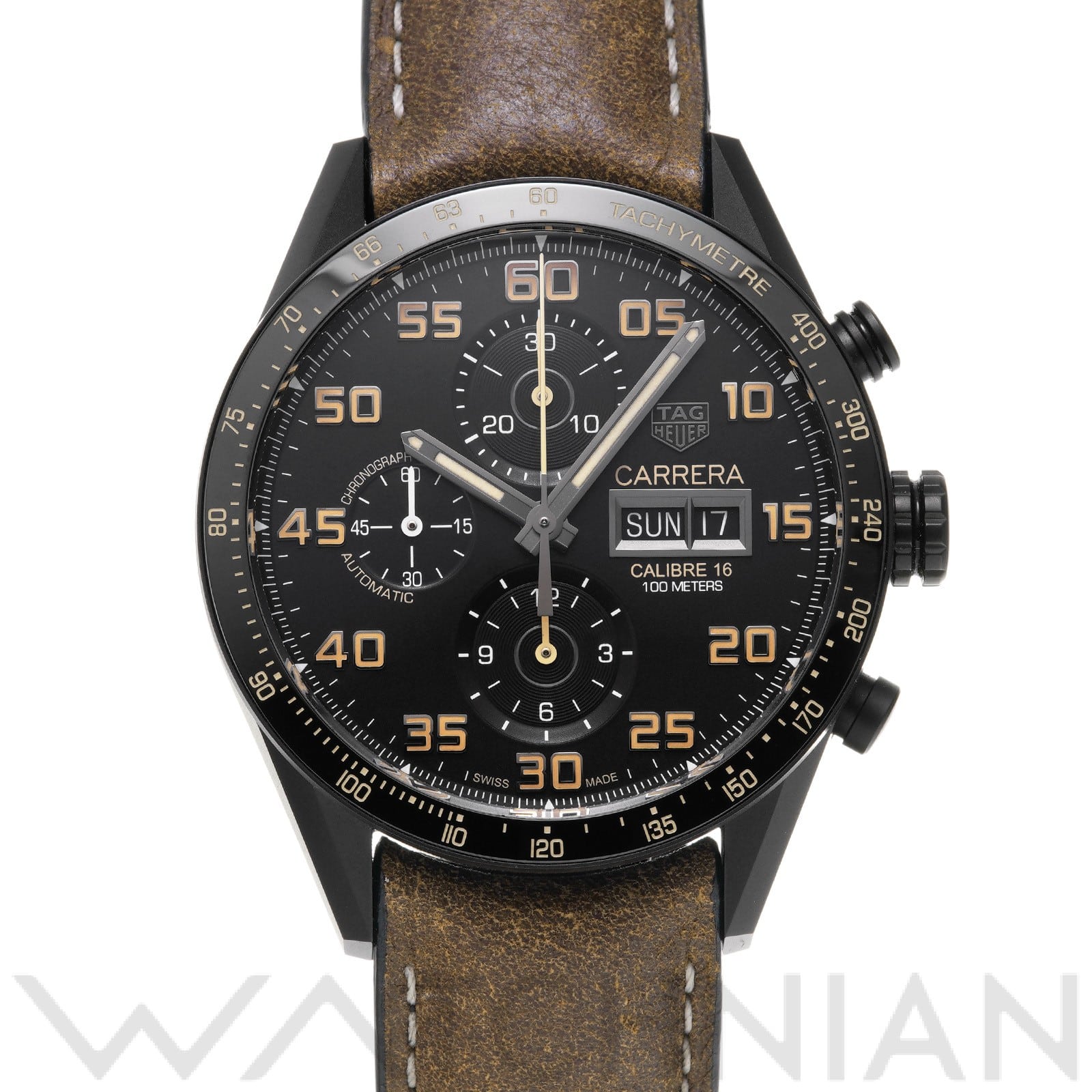 カレラ キャリバー16 クロノグラフ デイデイト CV2A84.FC6394 ブラック タグホイヤー TAG HEUER メンズ 【中古】