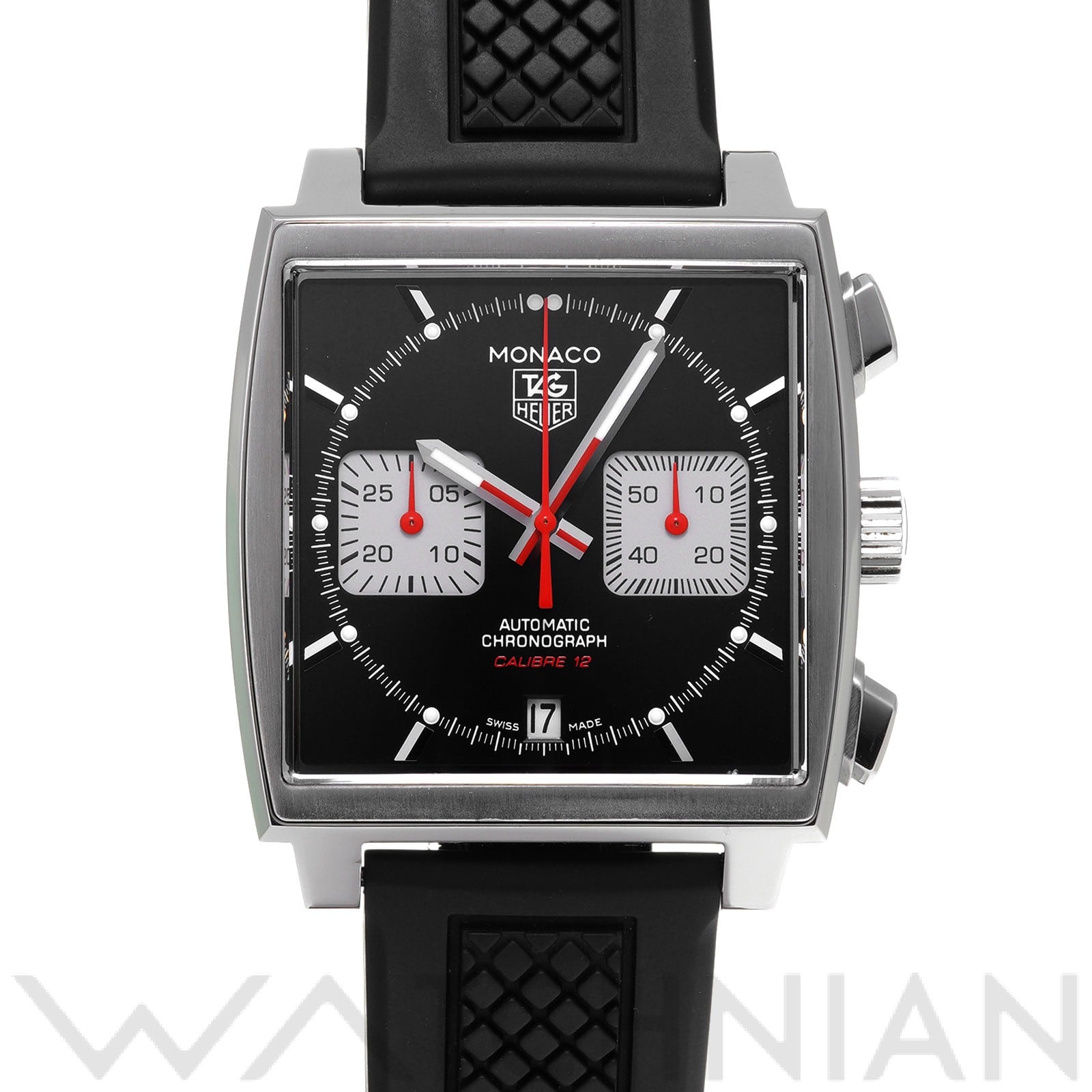 モナコ キャリバー12 クロノグラフ スティーブ・マックィーン CAW2114.FC6177 ブラック/シルバー タグホイヤー TAG HEUER メンズ 【中古】
