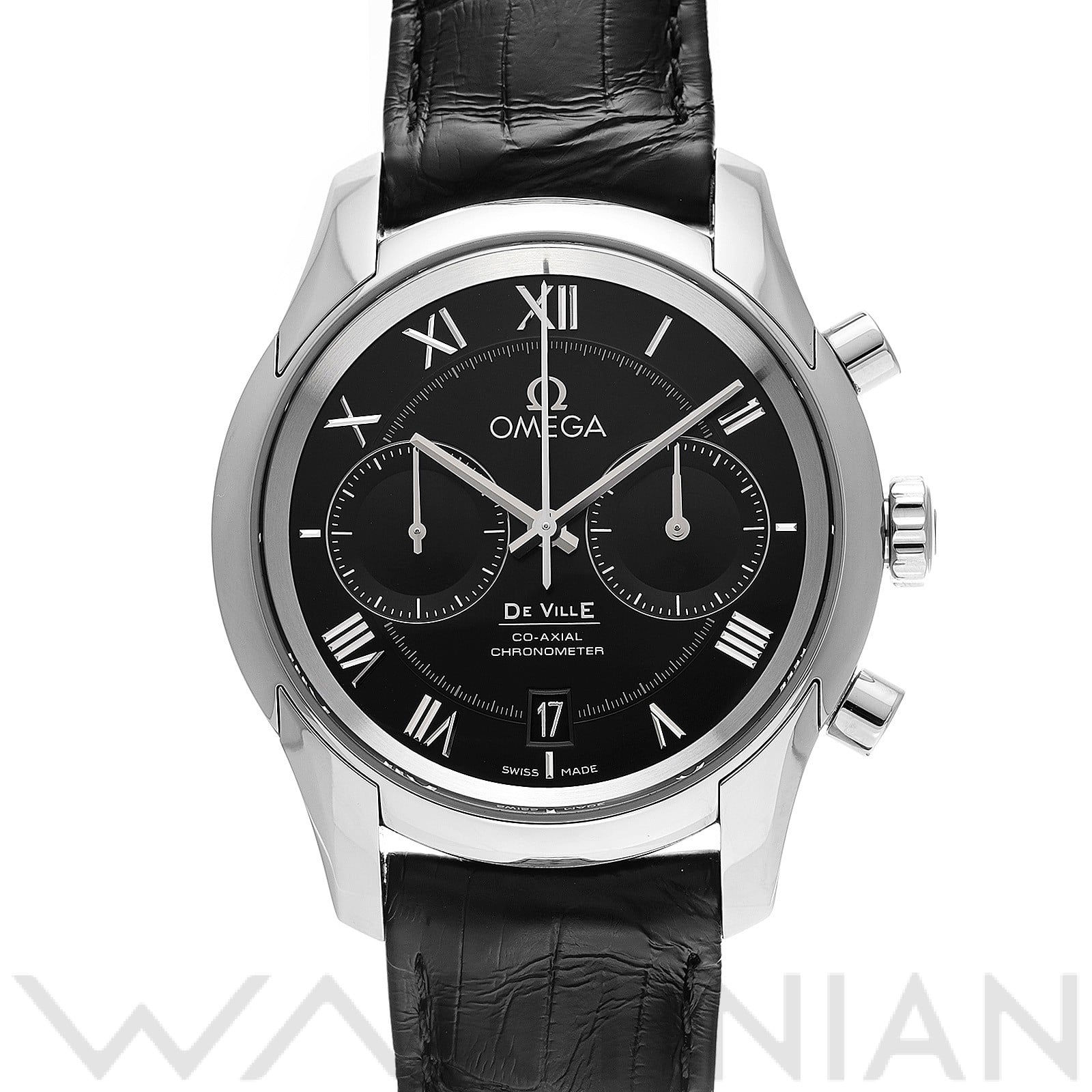 デ・ヴィル アワービジョン コーアクシャル クロノグラフ 431.13.42.51.01.001 ブラック オメガ OMEGA メンズ 【中古】