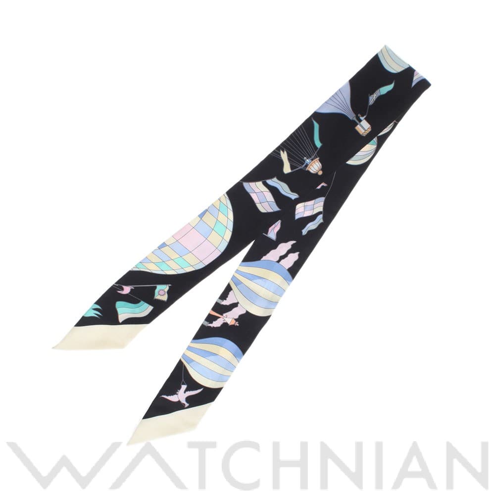 エルメス トゥイリ― LES FOLIES DU CIEL/大空の狂気 ブラック シルク100% レディース 【新品】【other】