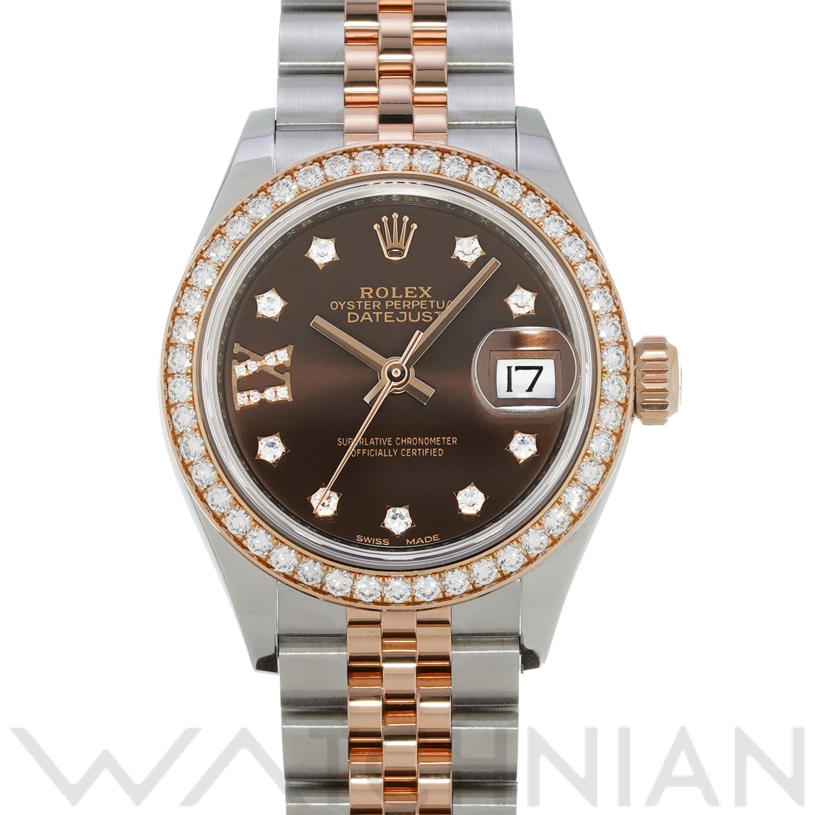 ロレックス レディ デイトジャスト 28 279381RBR チョコレートブラウン/ダイヤモンド レディース 時計 【中古】【wristwatch】