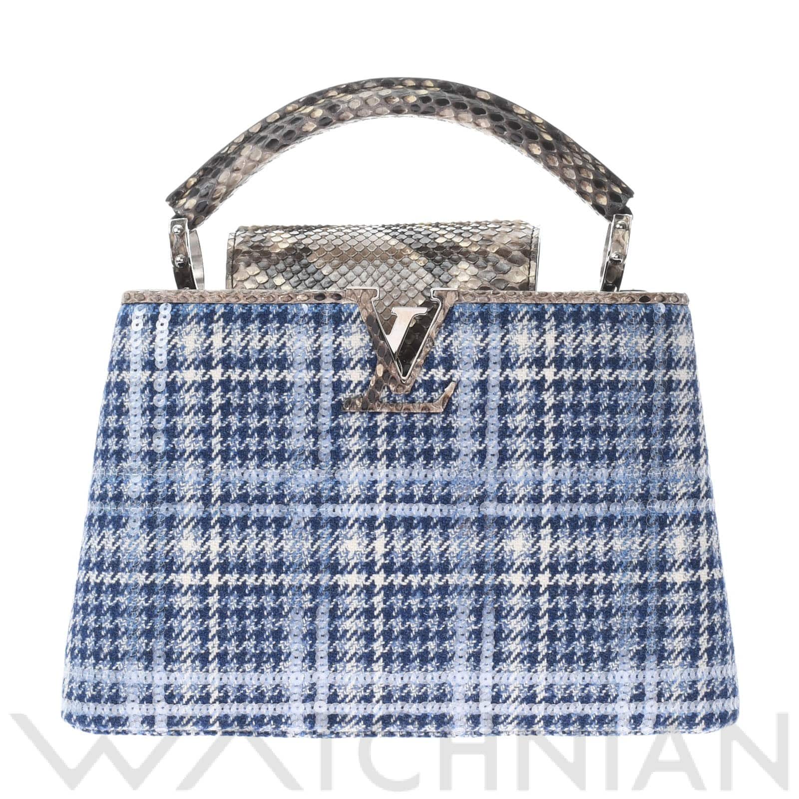 ルイ ヴィトン カプシーヌBB 2WAY ブルー/シルバー金具 N97078 パイソン/ツイード/スパンコール レディース バッグ 【中古】【bag】