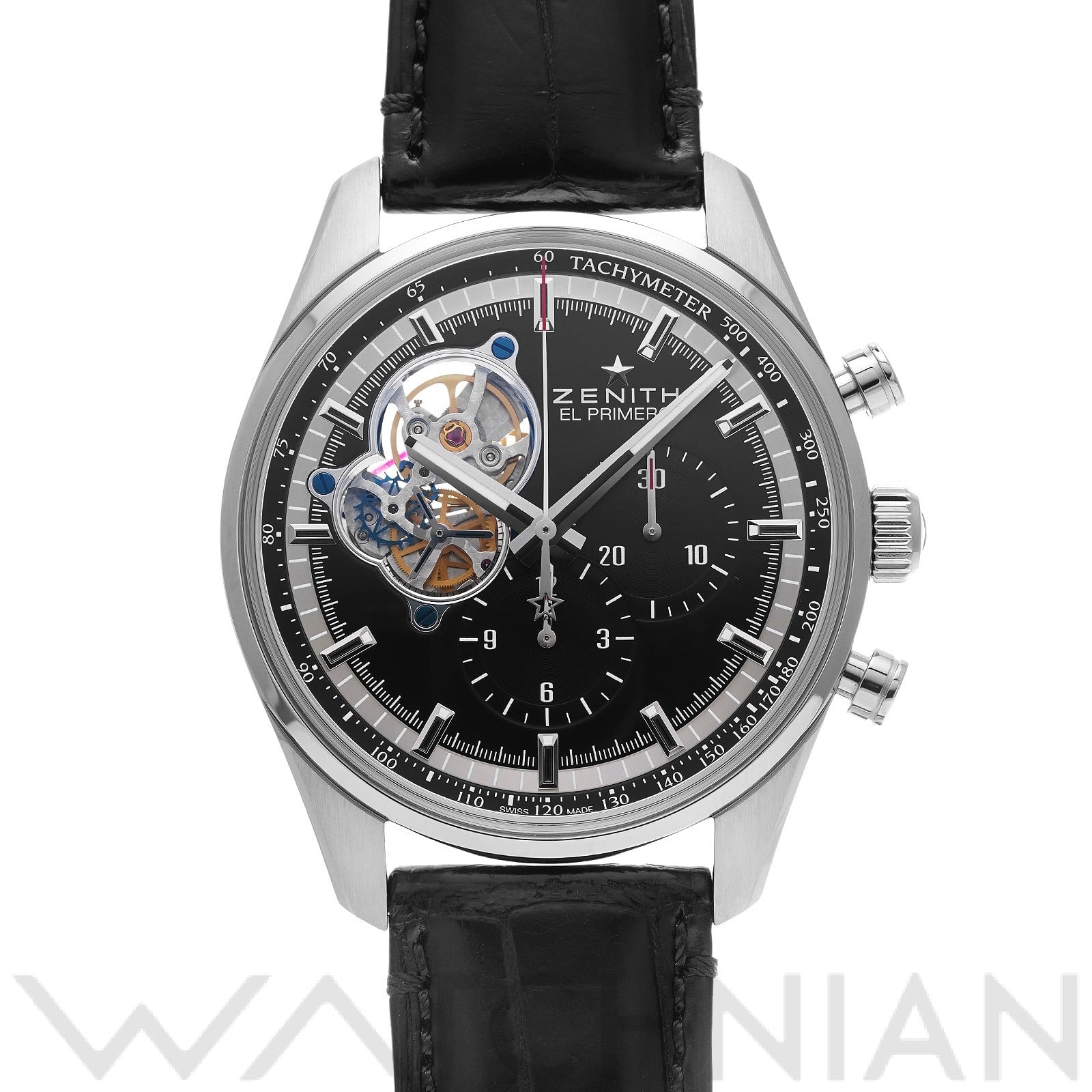 クロノマスター エル・プリメロ オープン 03.2040.4061/21.C496 ブラック ゼニス ZENITH メンズ 【中古】