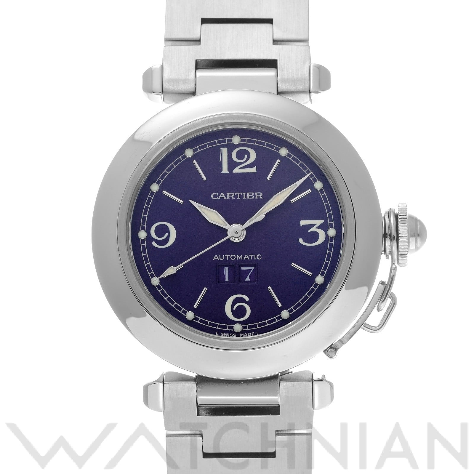 カルティエ / CARTIER パシャC ビッグデイト W31047M7 ブルー ユニセックス 時計 【中古】【wristwatch】