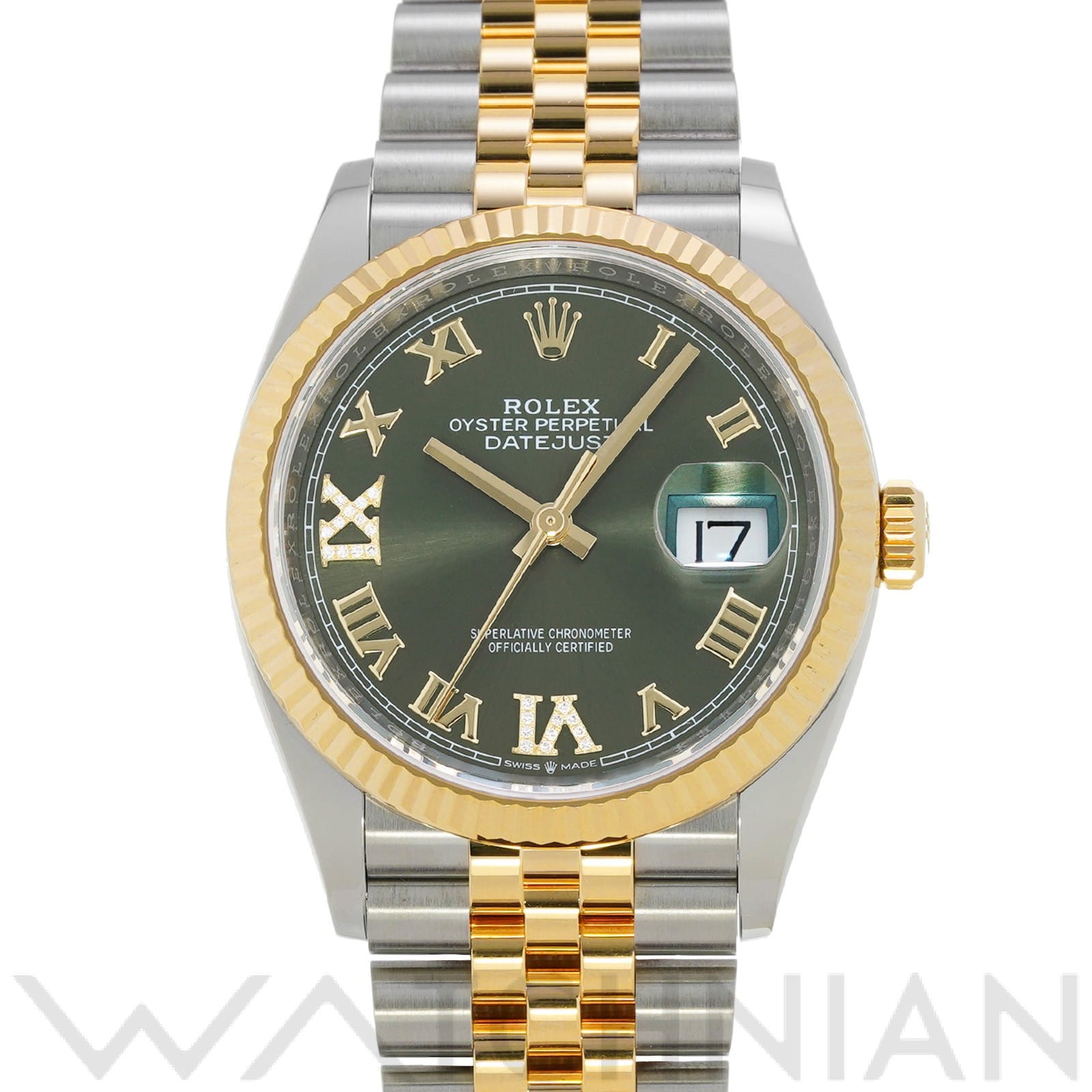 ロレックス デイトジャスト 36 126233 オリーブグリーン/ダイヤモンド メンズ 時計 【中古】【wristwatch】