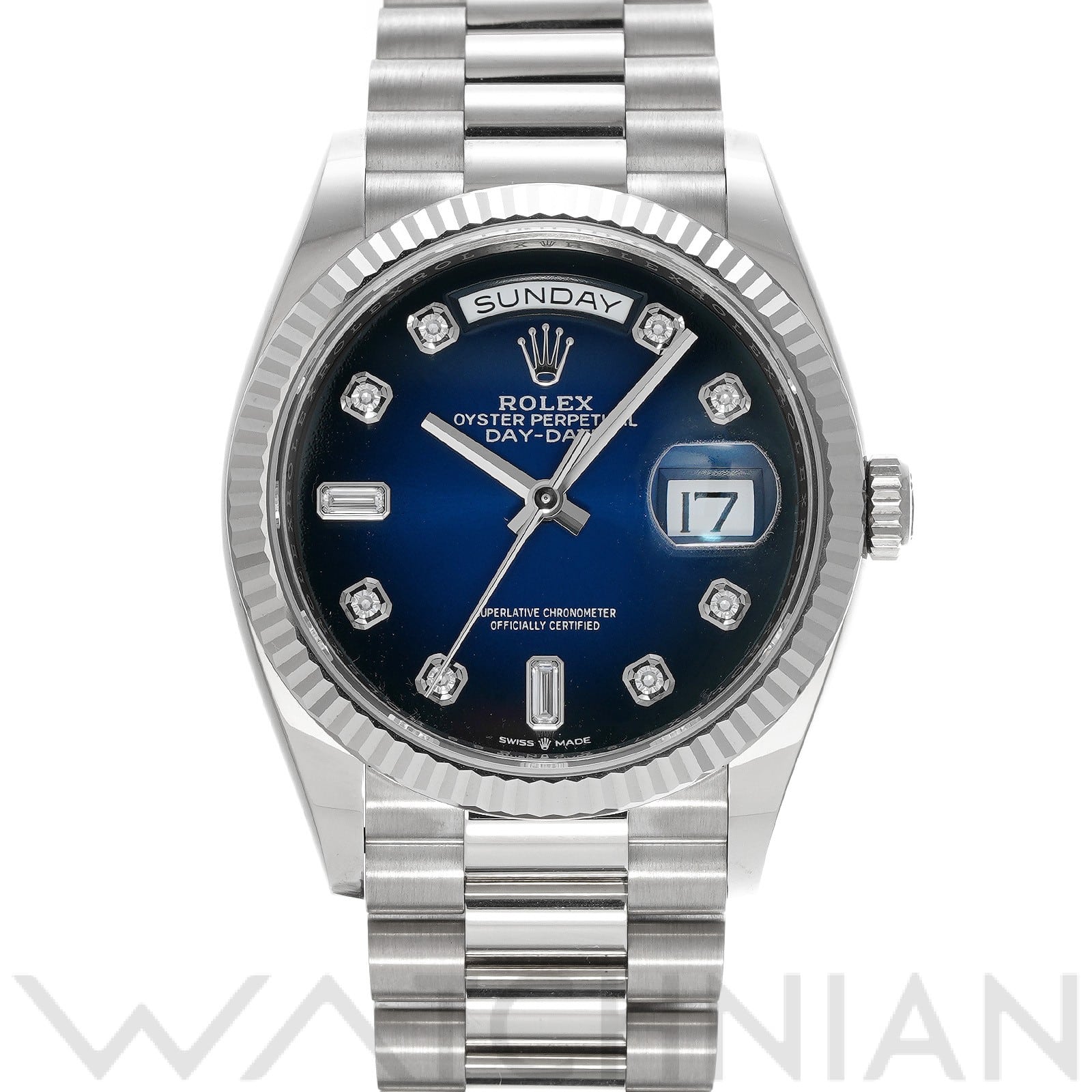 ロレックス デイデイト 36 128239A ブルーオンブレ/ダイヤモンド メンズ 時計 【中古】【wristwatch】