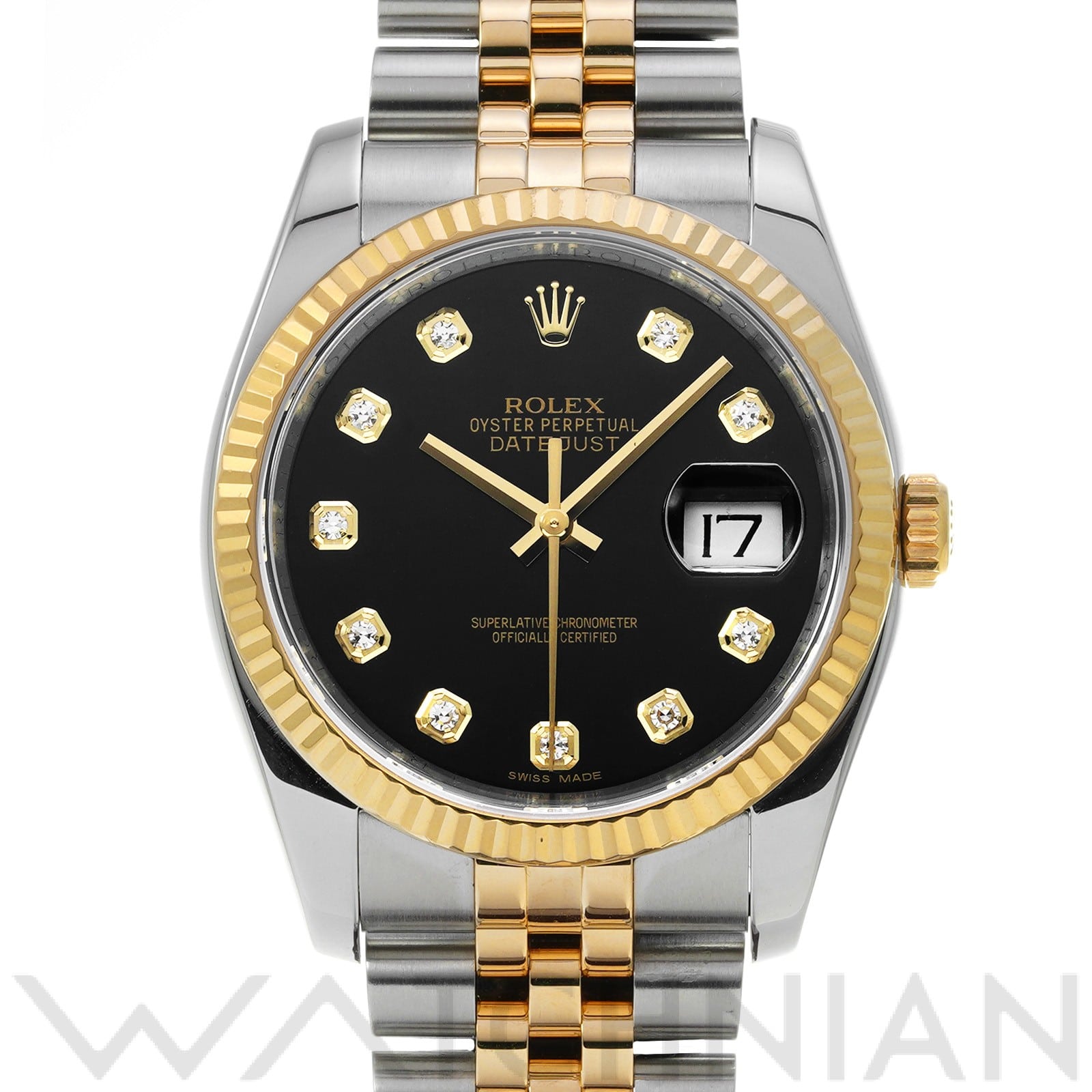 ロレックス デイトジャスト 36 116233G ブラック/ダイヤモンド メンズ 時計 【中古】【wristwatch】