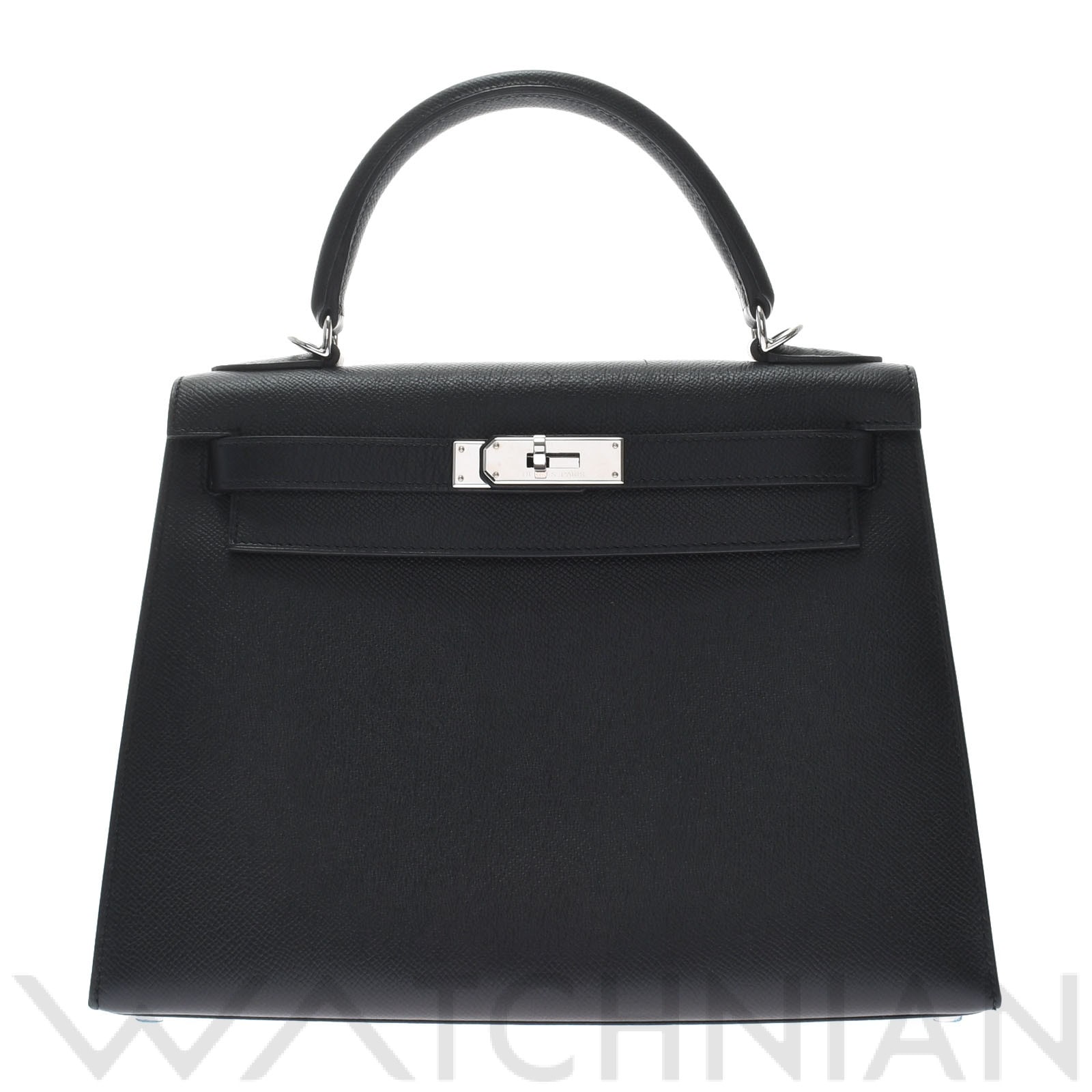 ケリー 28 外縫い 2WAY 黒/パラジウム金具 ヴォーエプソン HERMES エルメス レディース 【中古】