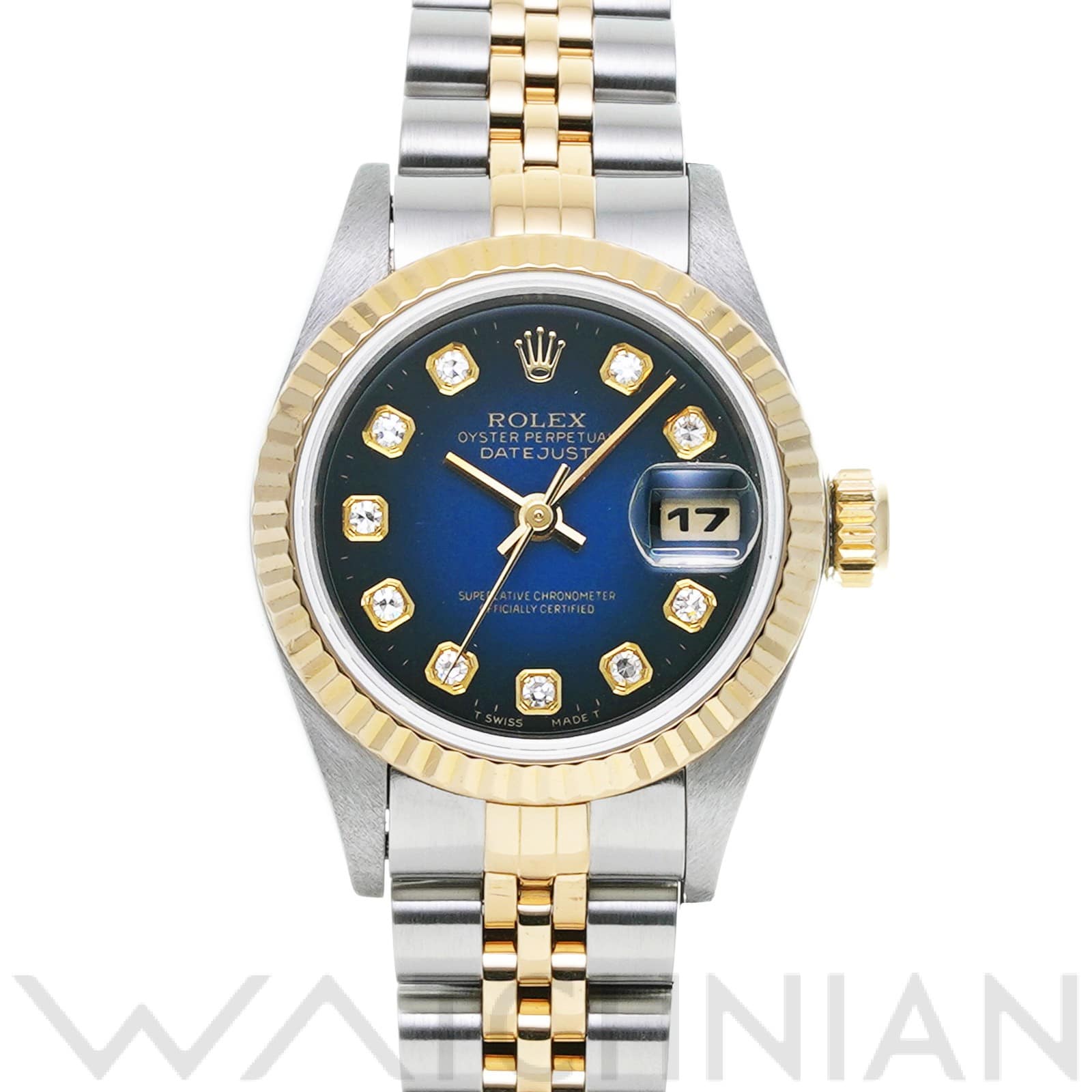デイトジャスト 69173G T番(1996年頃製造) ブルー・グラデーション/ダイヤモンド ロレックス ROLEX レディース 【中古】