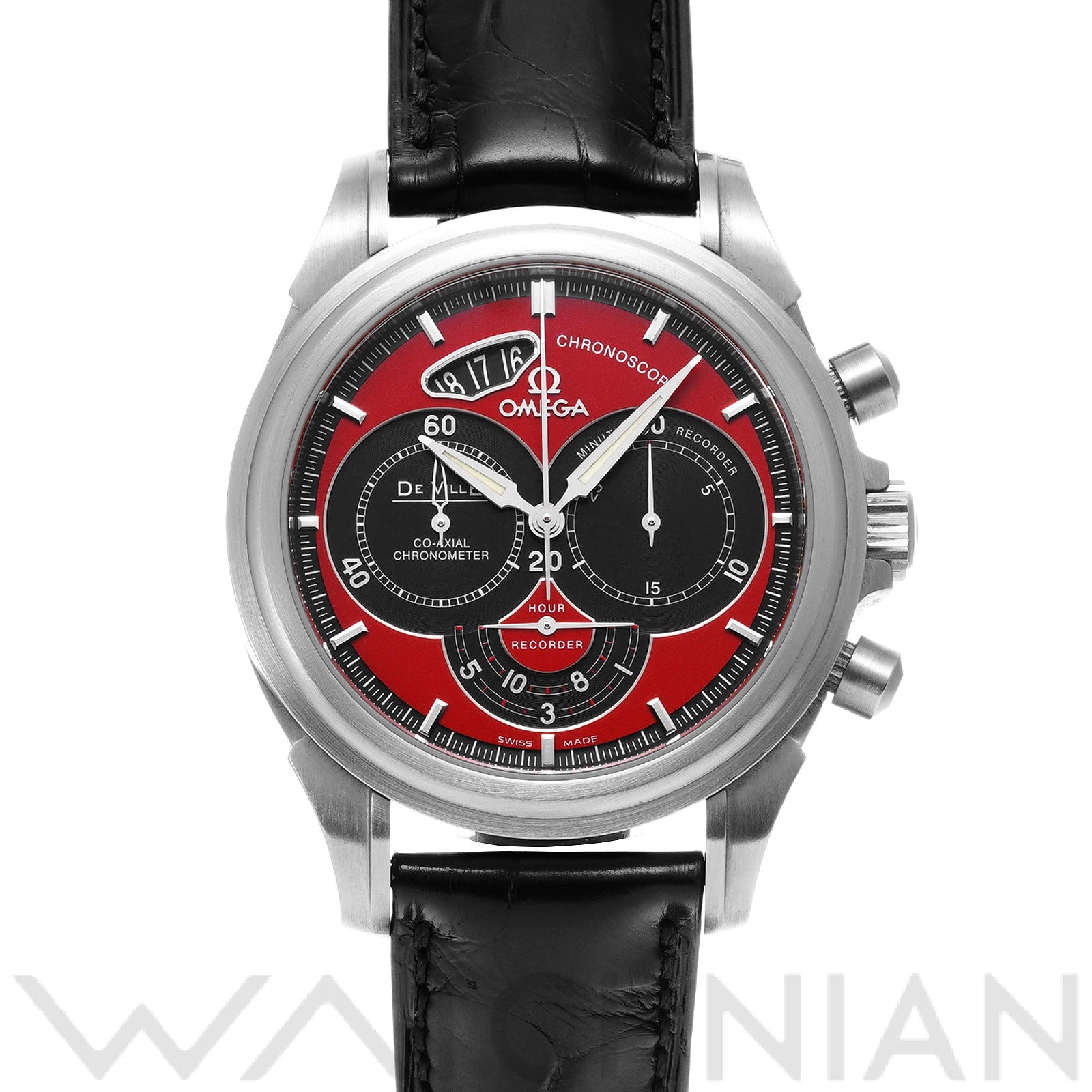 デ・ヴィル クロノスコープ コーアクシャル 4851.61.31 レッド/ブラック オメガ OMEGA メンズ 【中古】
