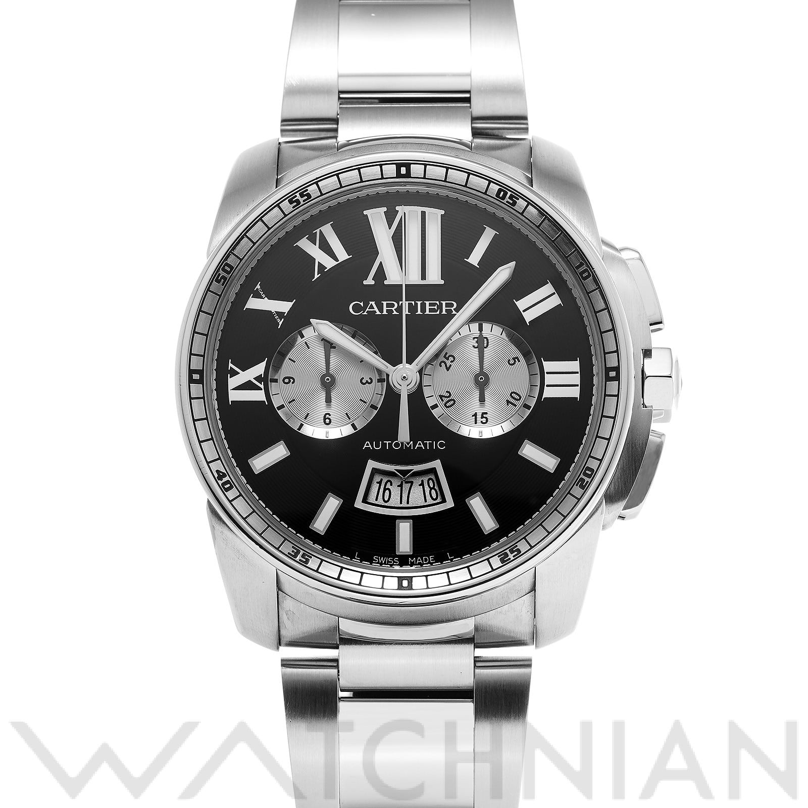 カルティエ / CARTIER カリブル ドゥ カルティエ クロノグラフ W7100061 ブラック/シルバー メンズ 時計 【中古】【wristwatch】