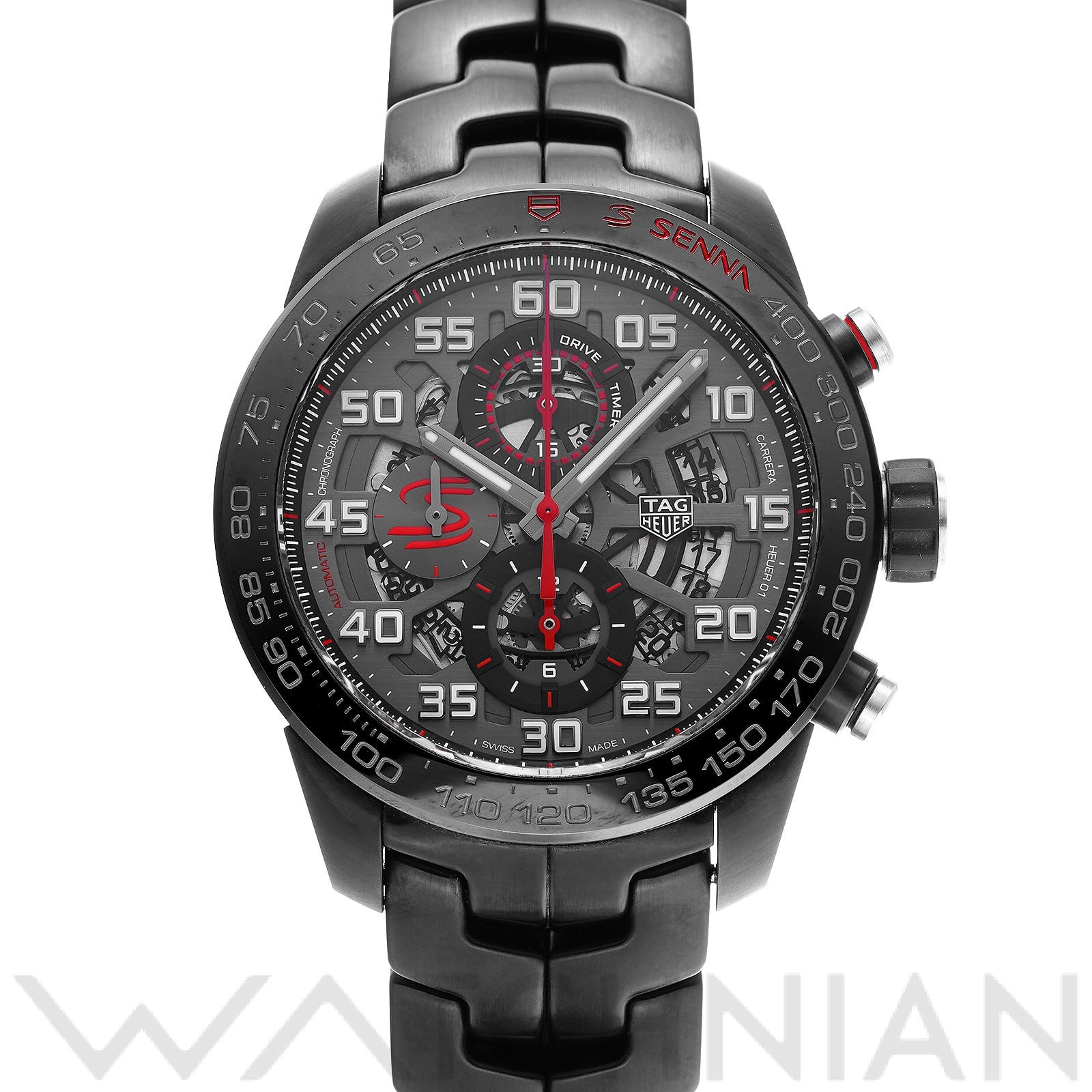 タグ ホイヤー / TAG HEUER カレラ キャリバーホイヤー01 クロノグラフ アイルトン・セナ CAR2A1L.BA0688 ブラック メンズ 時計 【中古】【wristwatch】