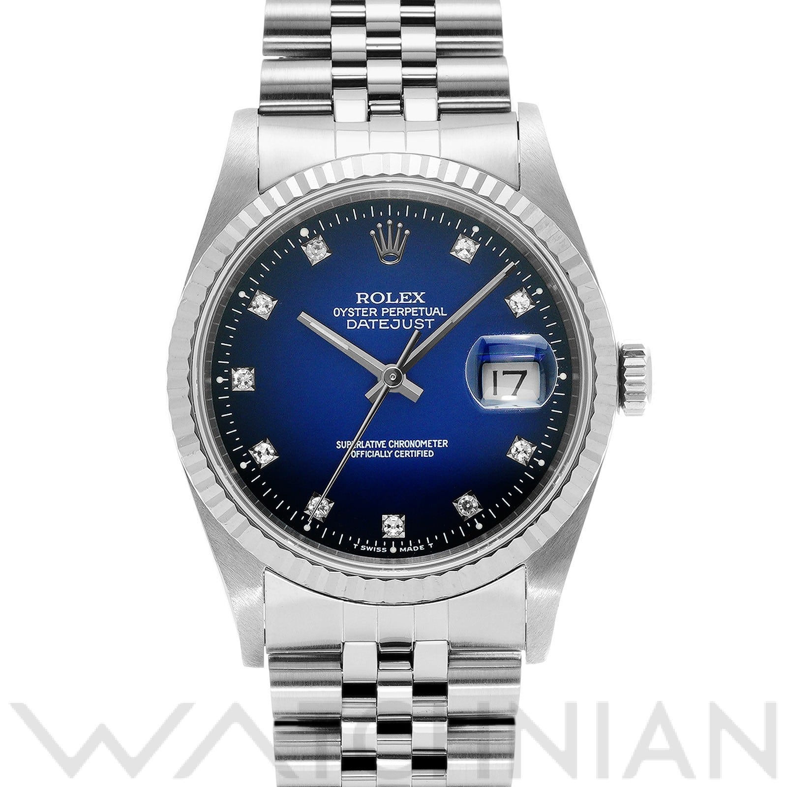 ロレックス デイトジャスト 36 16234G ブルー・グラデーション/ダイヤモンド メンズ 時計 【中古】【wristwatch】