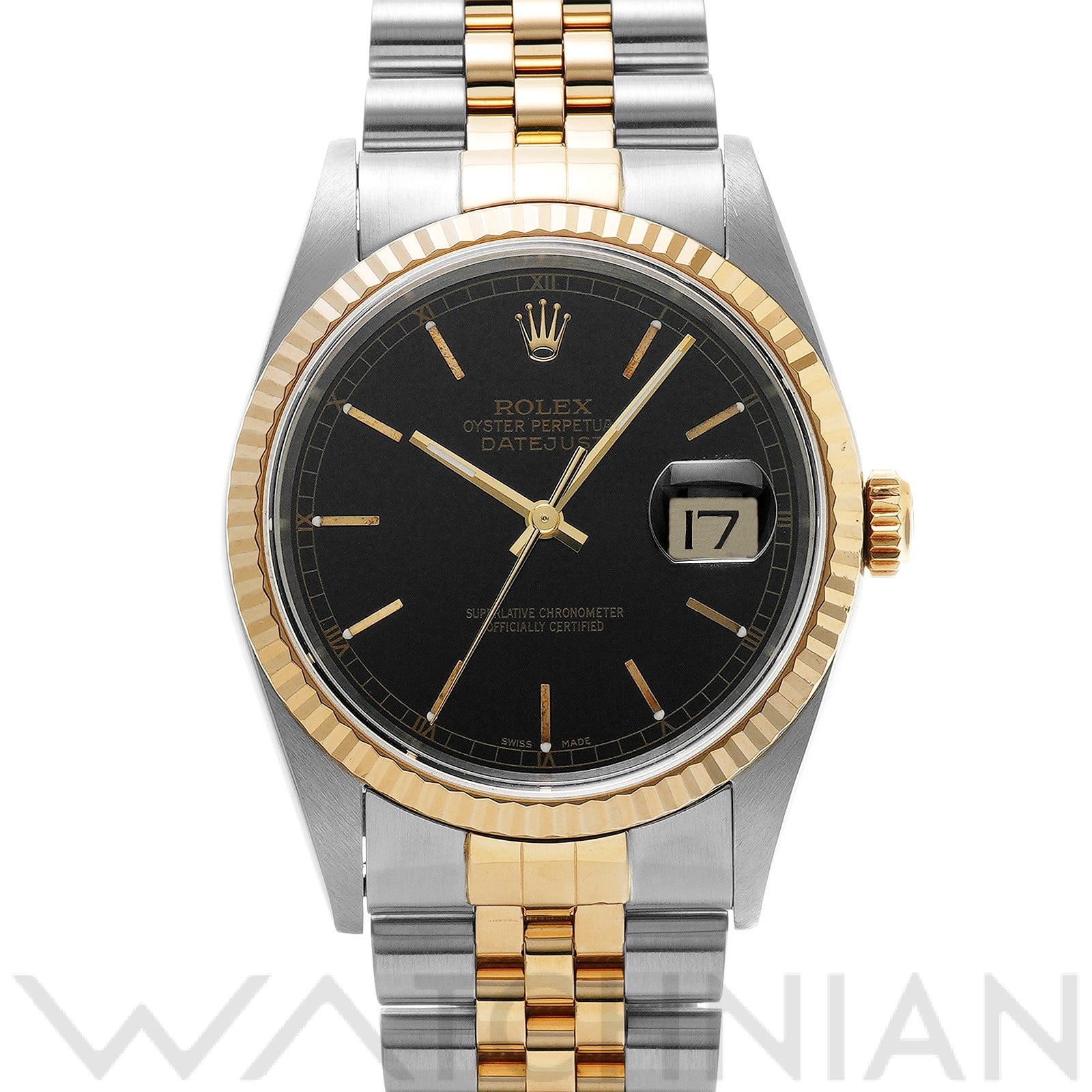 ロレックス デイトジャスト 36 16233 ブラック メンズ 時計 【中古】【wristwatch】