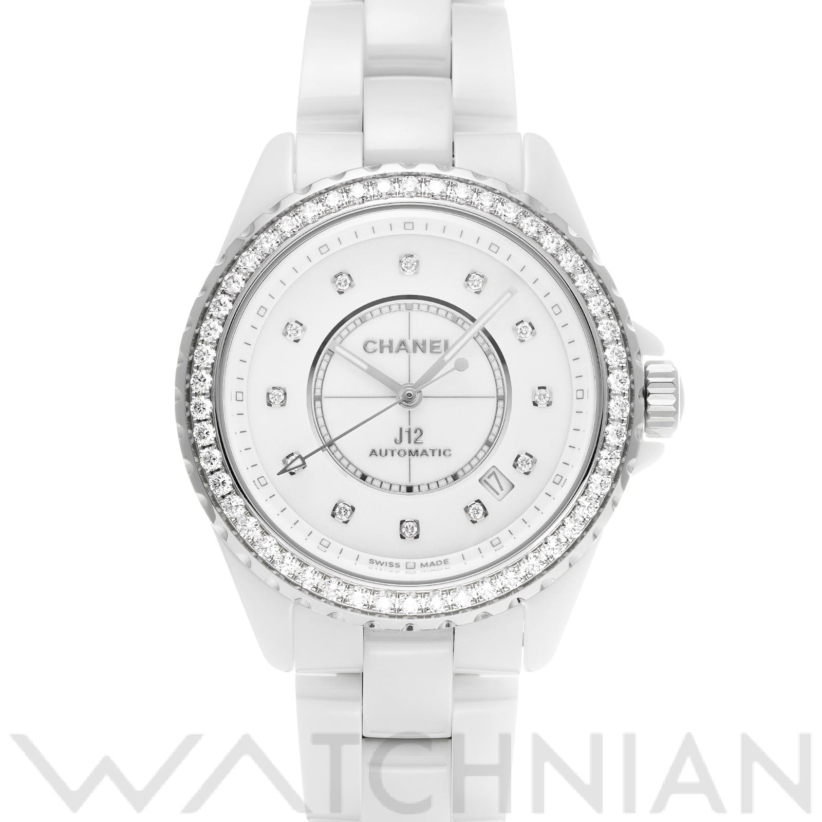 シャネル / CHANEL J12 キャリバー12.1 ダイヤモンドベゼル H7189 ホワイトラッカー/ダイヤモンド メンズ 時計 【中古】【wristwatch】