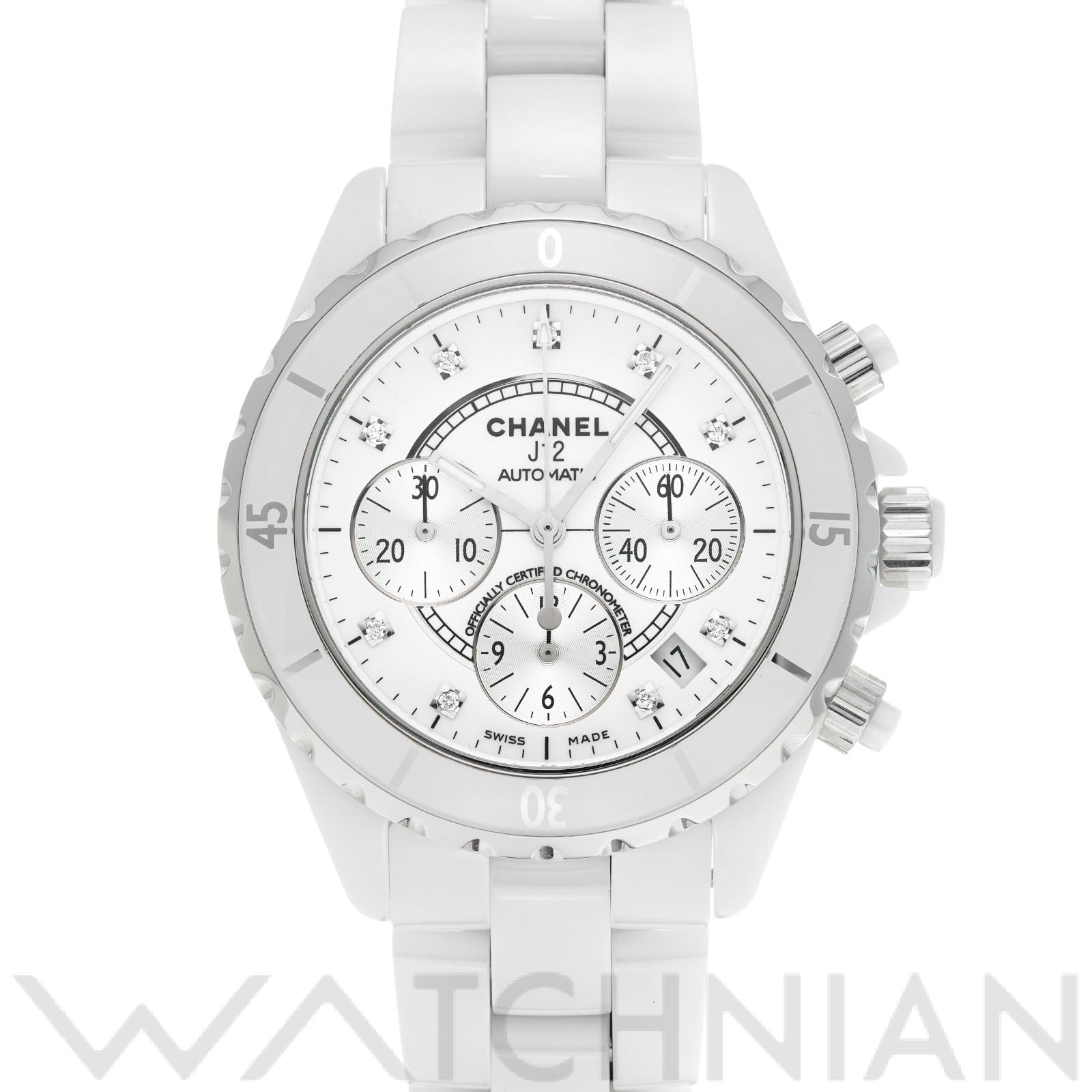 シャネル / CHANEL J12 クロノグラフ H2009 ホワイト/シルバー/ダイヤモンド メンズ 時計 【中古】【wristwatch】