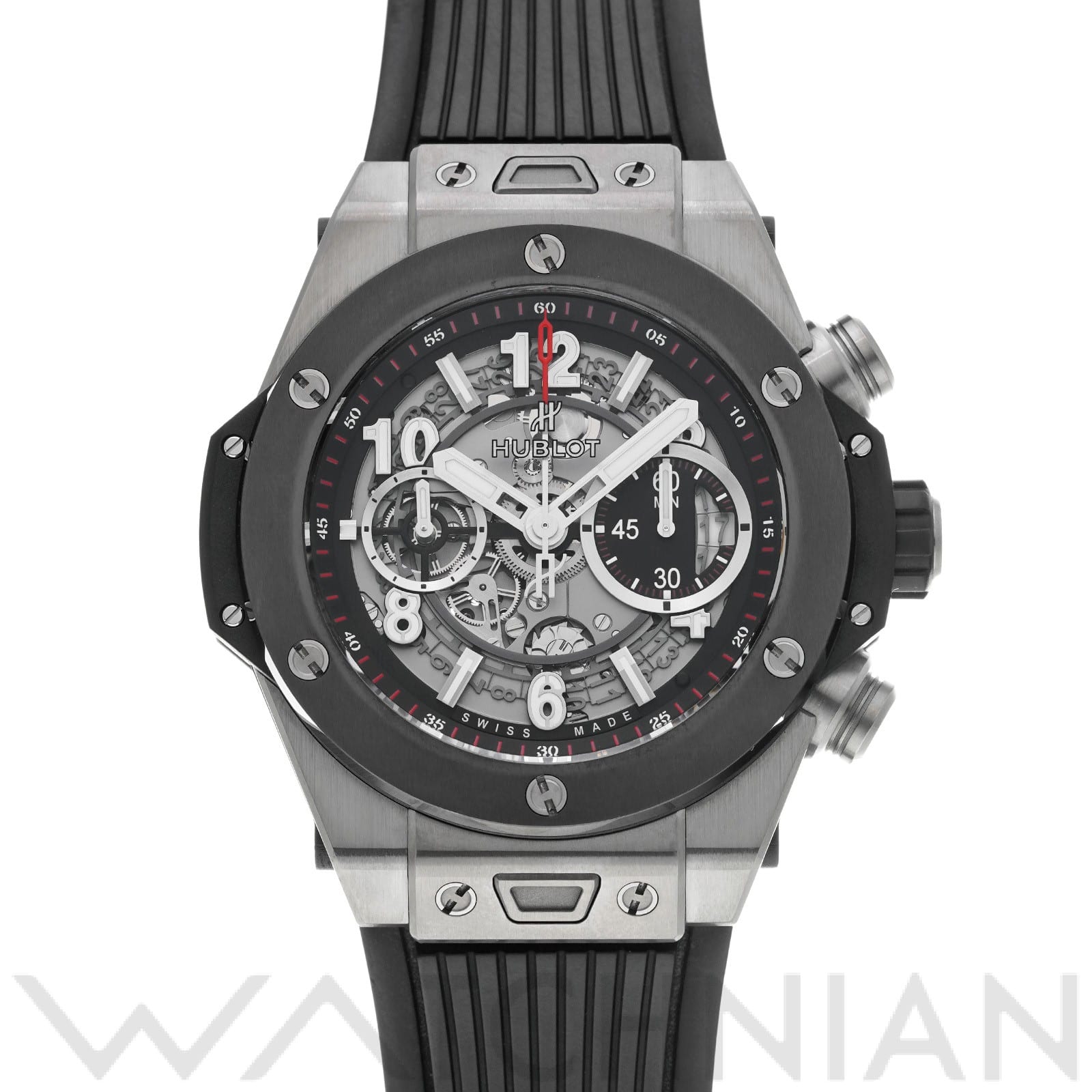 ビッグバン ウニコ チタニウム セラミック 411.NM.1170.RX マットブラックスケルトン ウブロ HUBLOT メンズ 【中古】