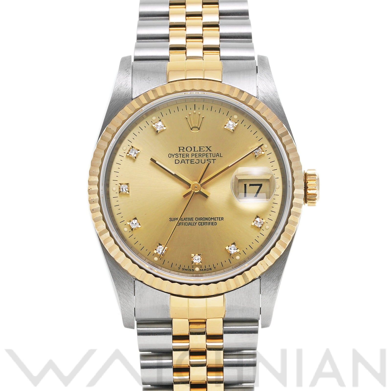 ロレックス デイトジャスト 36 16233G シャンパン/ダイヤモンド メンズ 時計 【中古】【wristwatch】
