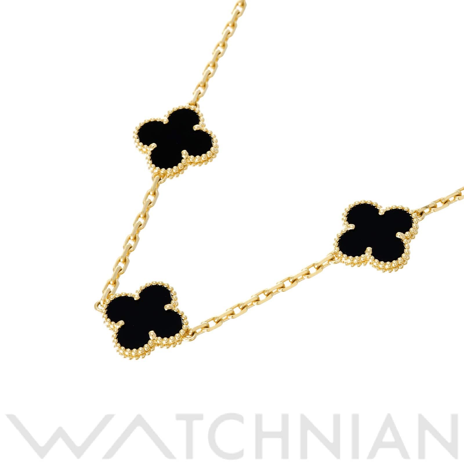 ヴァン クリーフ&アーペル ヴィンテージ アルハンブラ ロングネックレス 20モチーフ VCARA43100 K18イエローゴールド YG/オニキス レディース ジュエリー 【中古】【jewelry】