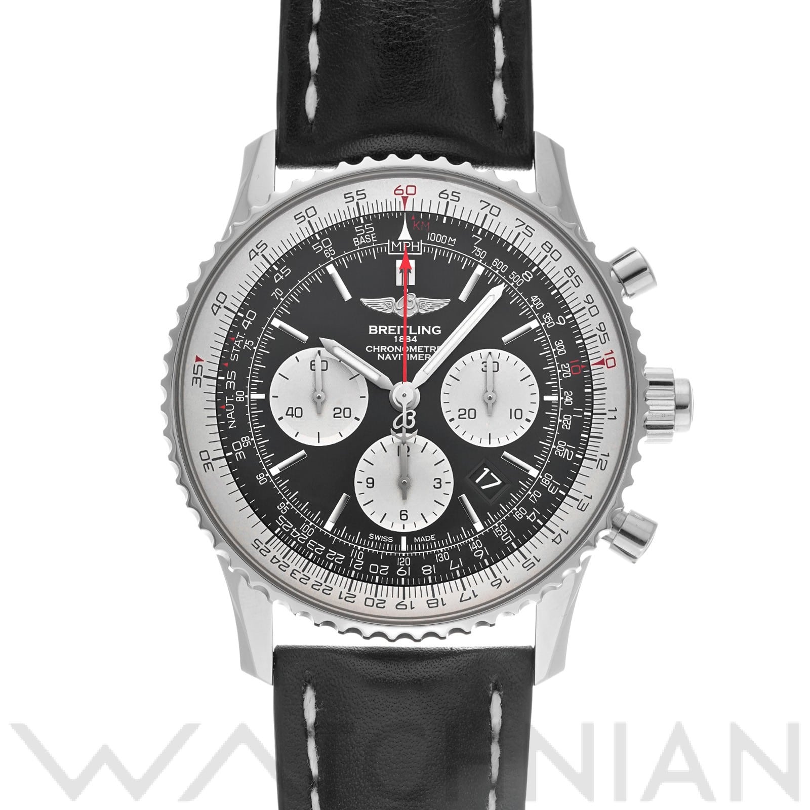ナビタイマー B03 クロノグラフ ラトラパンテ 45 AB031021/BF77 ブラック/シルバー ブライトリング BREITLING メンズ 【中古】