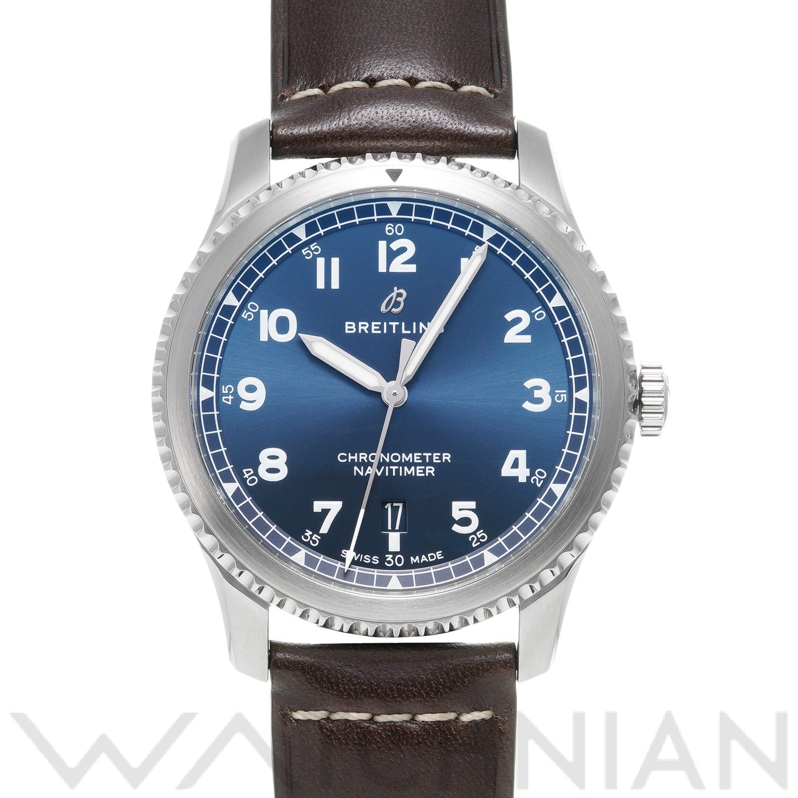ナビタイマー 8 オートマチック 41 A17314101C1X1 ブルー ブライトリング BREITLING メンズ 【中古】
