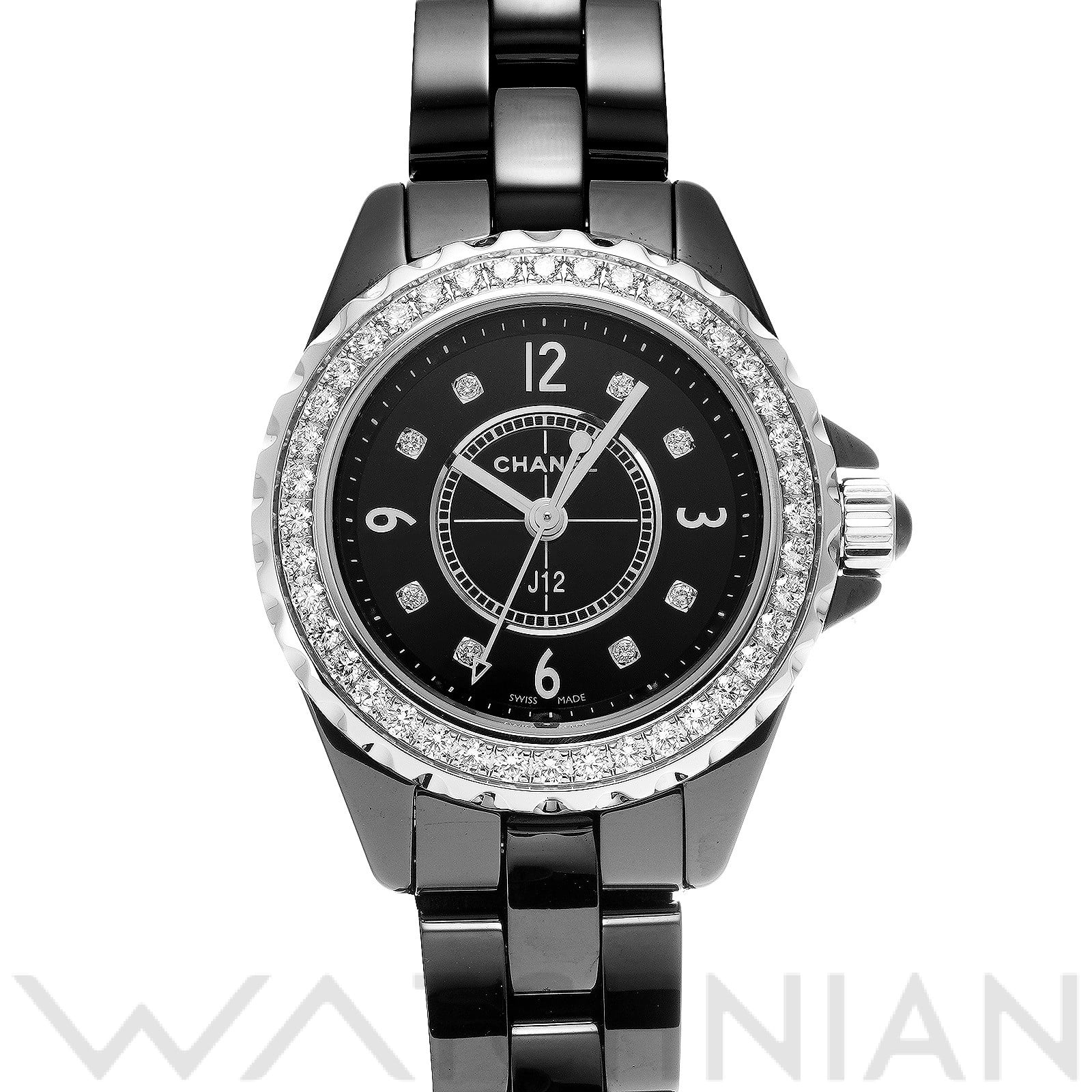 シャネル / CHANEL J12 29mm H2571 ブラックラッカー/ダイヤモンド レディース 時計 【中古】【wristwatch】