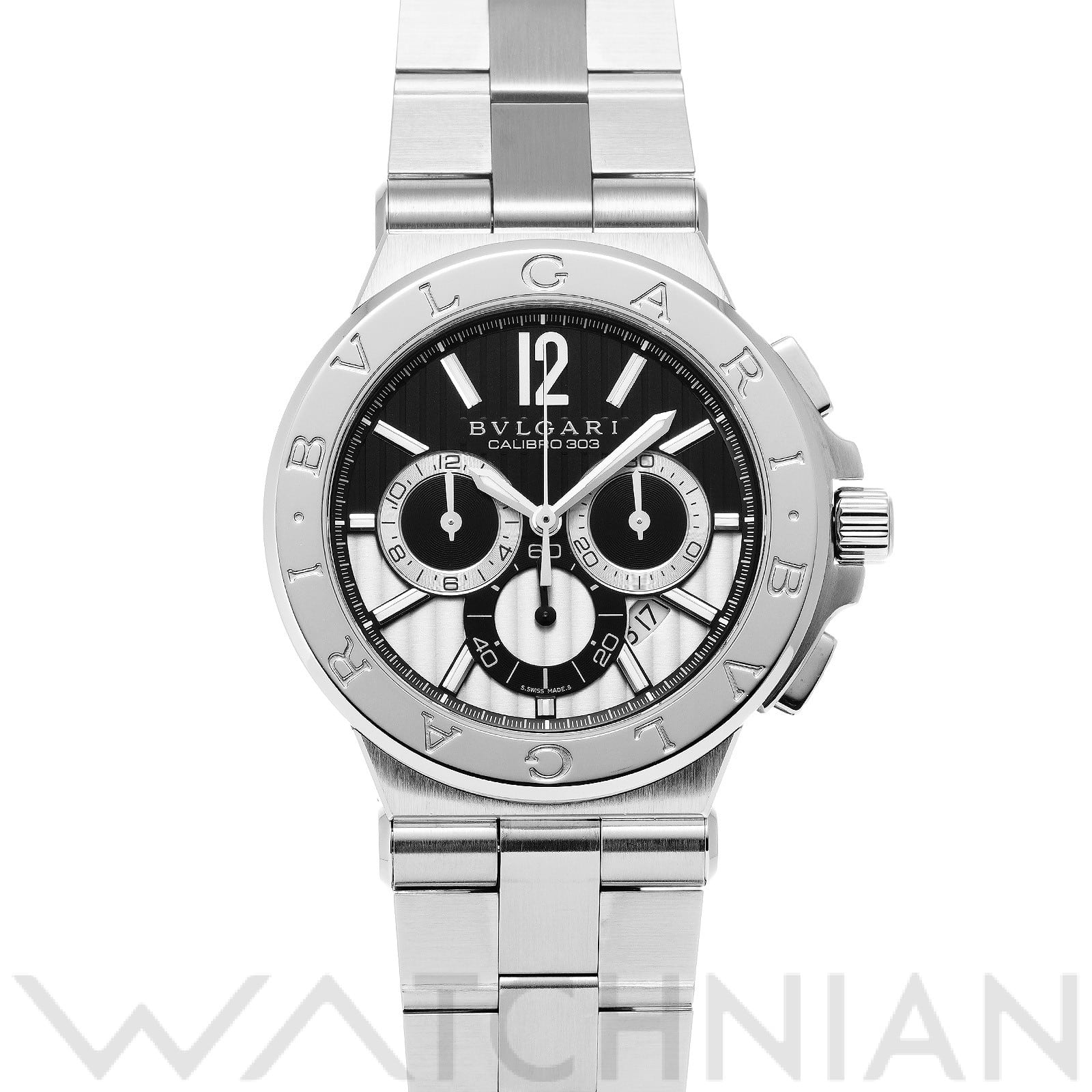 ブルガリ / BVLGARI ディアゴノ キャリブロ 303 クロノグラフ DG42BSSDCH ブラック/シルバー メンズ 時計 【中古】【wristwatch】