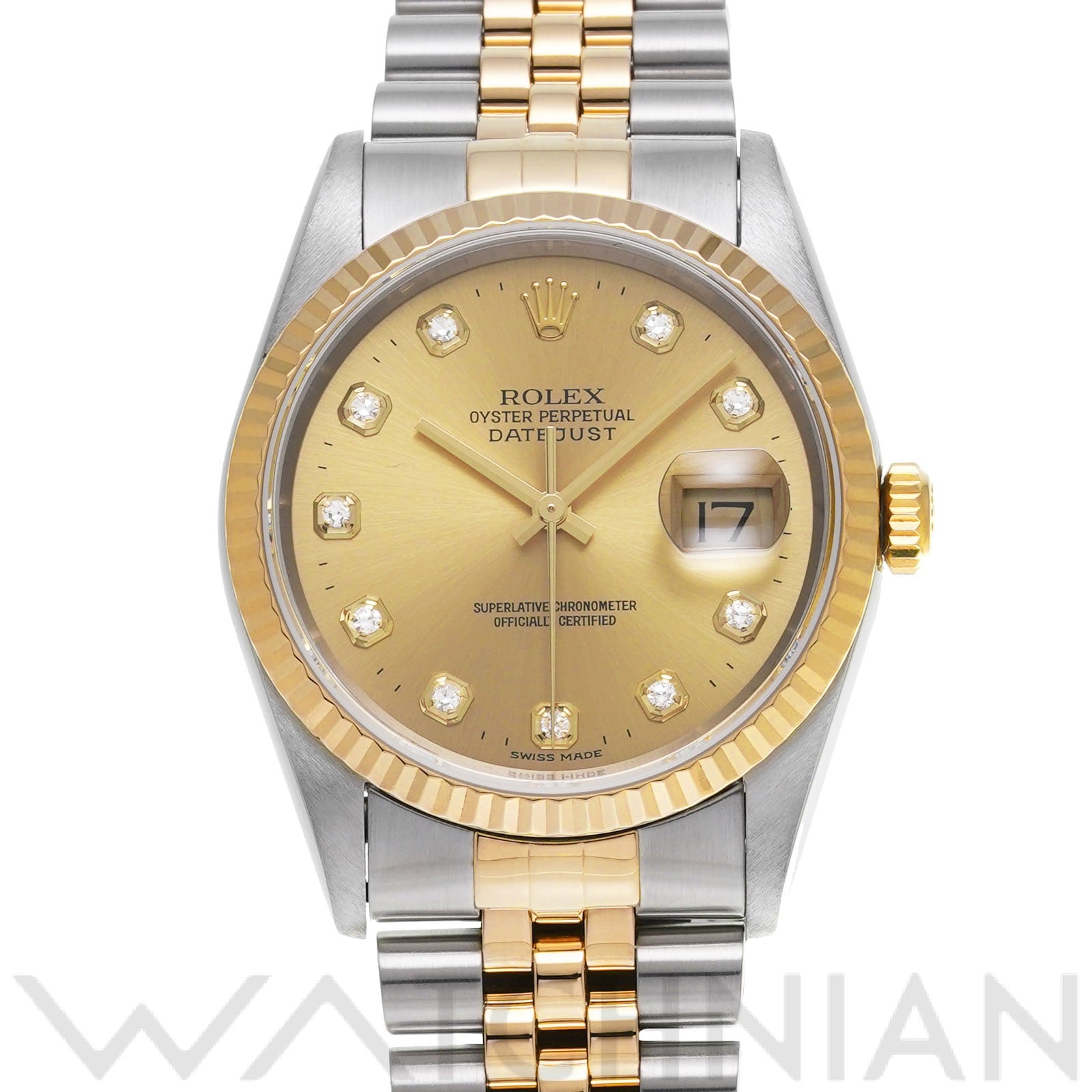 ロレックス デイトジャスト 16233G シャンパン/ダイヤモンド メンズ 時計 【中古】【wristwatch】