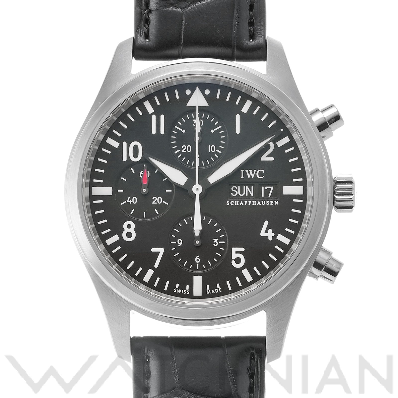 パイロットウォッチ クロノグラフ IW371701 ブラック インターナショナルウォッチカンパニー IWC メンズ 【中古】