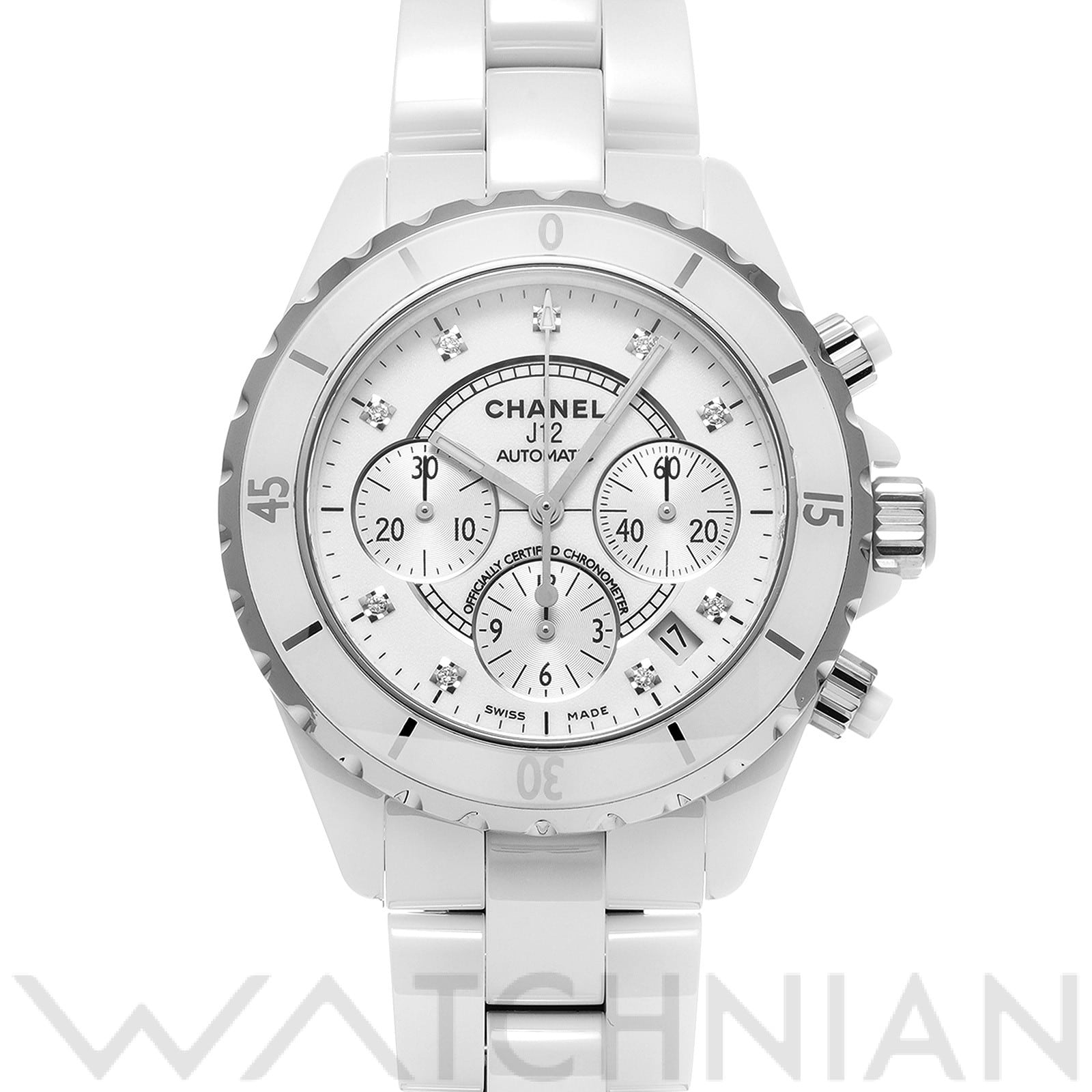 シャネル / CHANEL J12 クロノグラフ H2009 ホワイト/シルバー/ダイヤモンド メンズ 時計 【中古】【wristwatch】