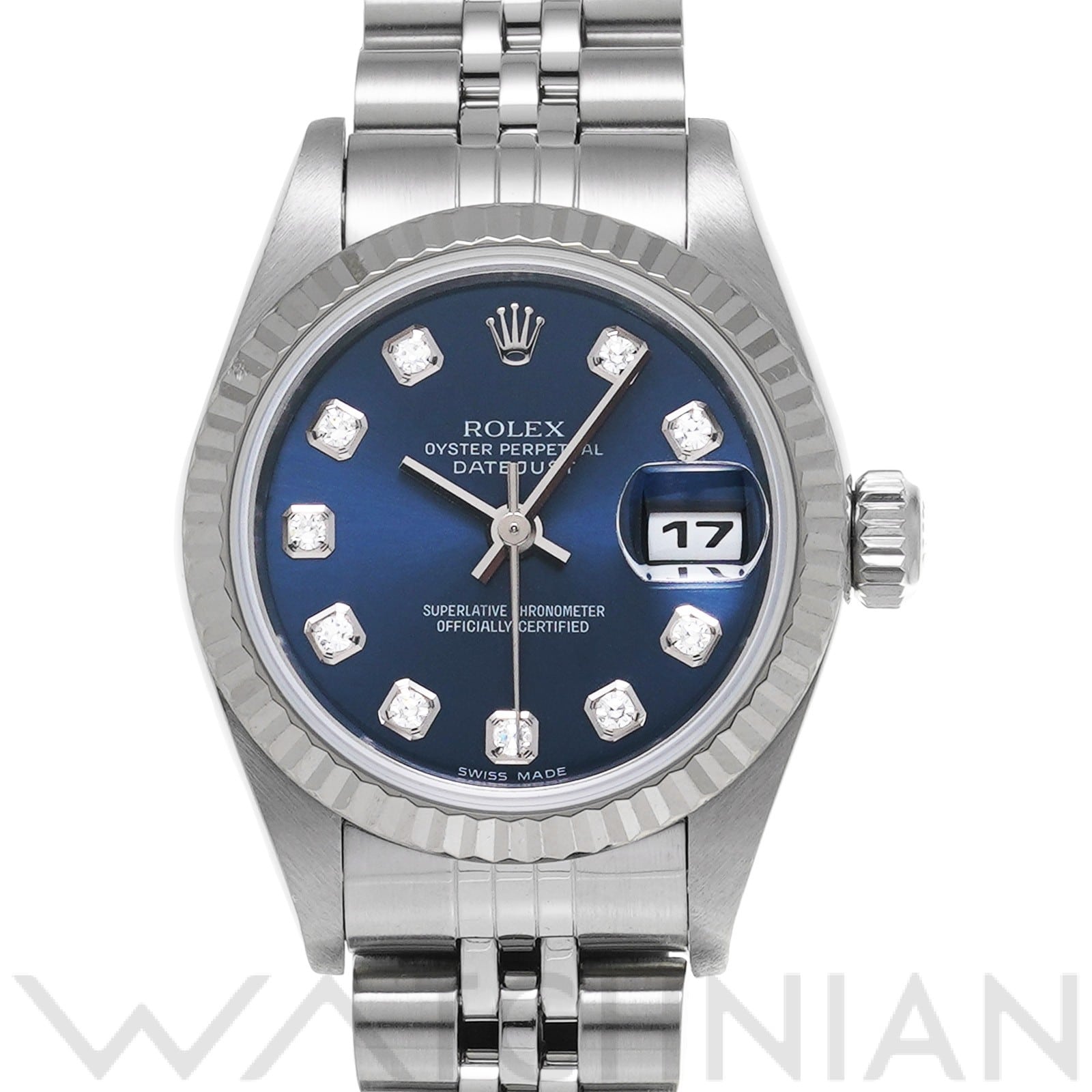 デイトジャスト 69174G T番(1997年頃製造) ブルー/ダイヤモンド ロレックス ROLEX レディース 【中古】