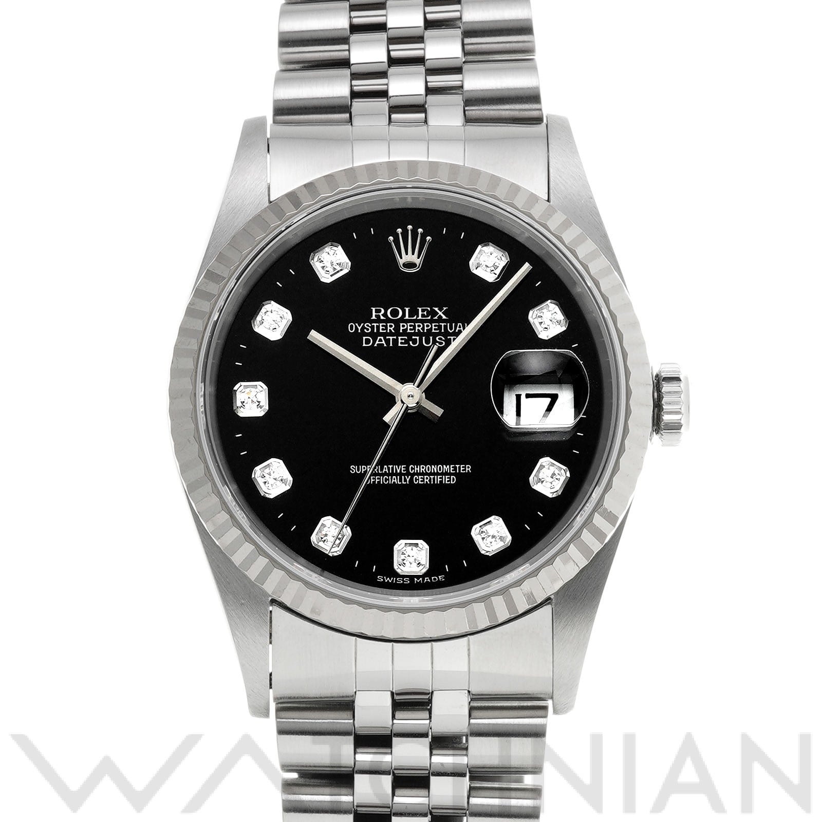 ロレックス デイトジャスト 16234G ブラック/ダイヤモンド メンズ 時計 【中古】【wristwatch】