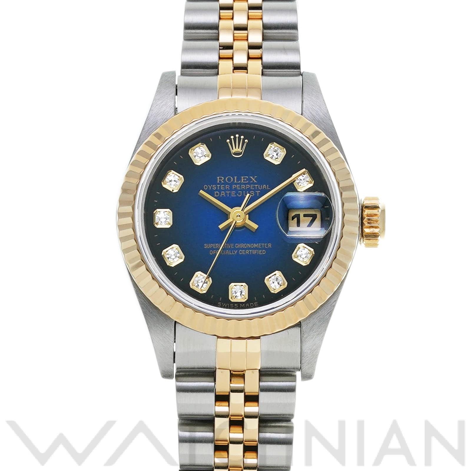 デイトジャスト 69173G W番(1995年頃製造) ブルー・グラデーション/ダイヤモンド ロレックス ROLEX レディース 【中古】