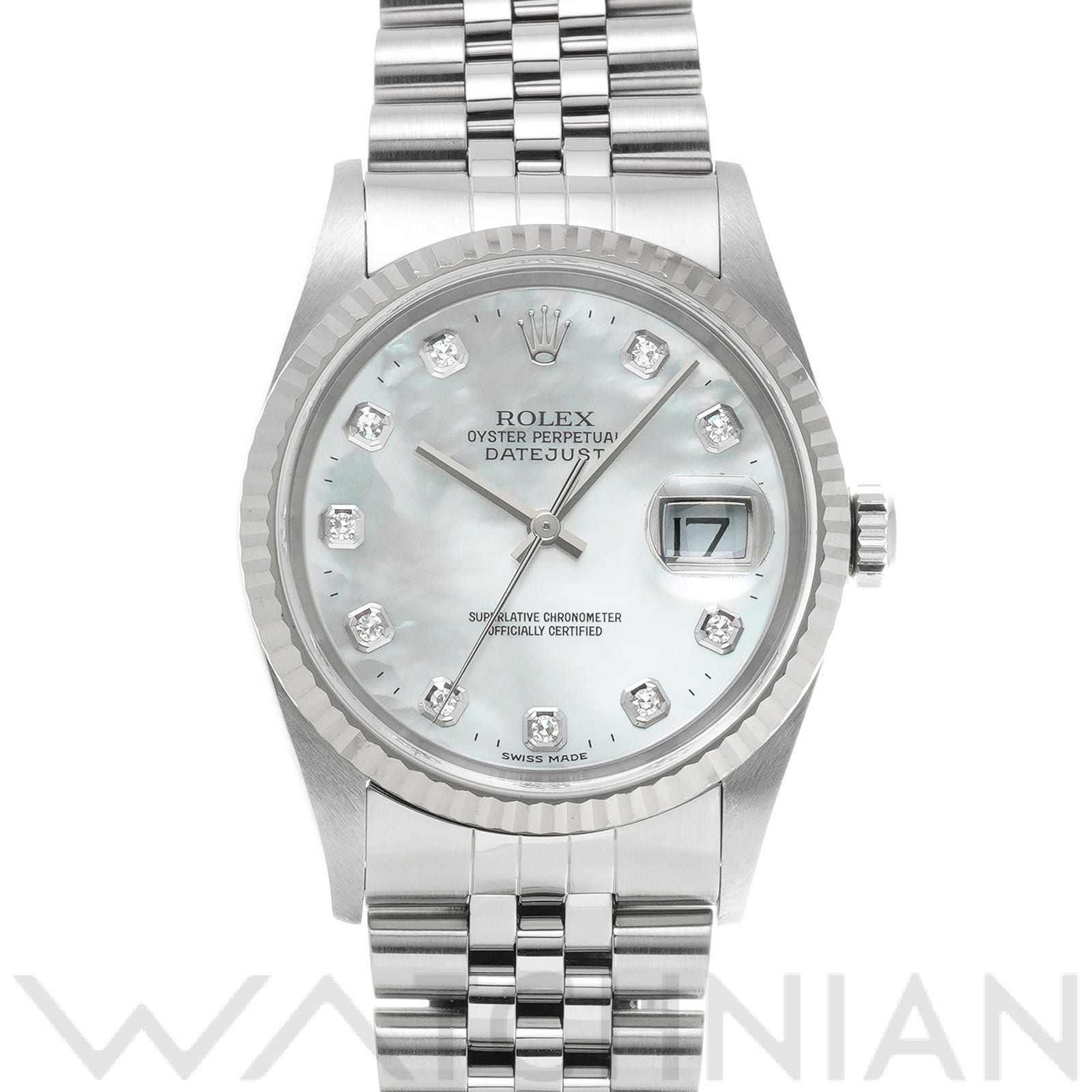 ロレックス デイトジャスト 16234NG ホワイトシェル/ダイヤモンド メンズ 時計 【中古】【wristwatch】