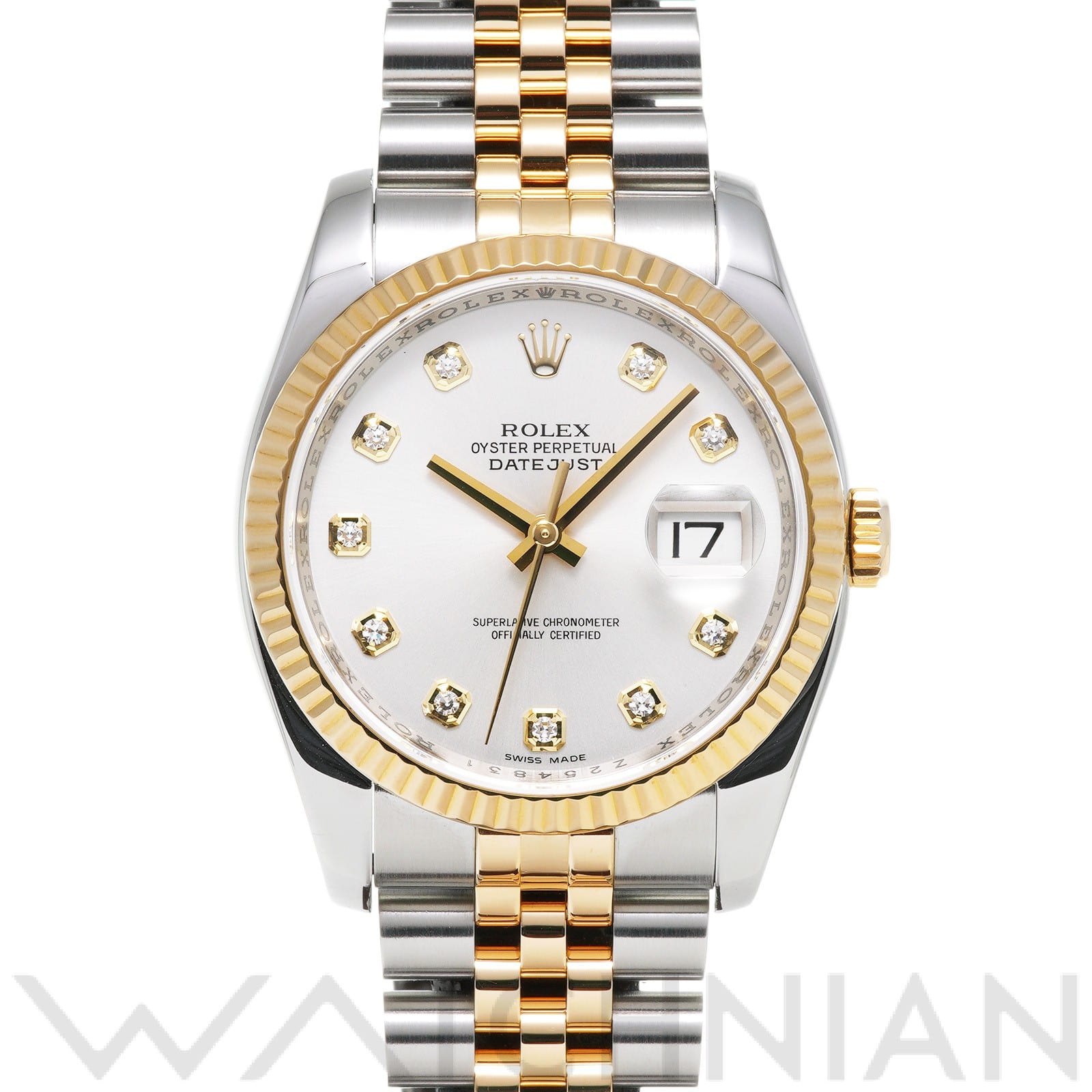 ロレックス デイトジャスト 36 116233G シルバー/ダイヤモンド メンズ 時計 【中古】【wristwatch】