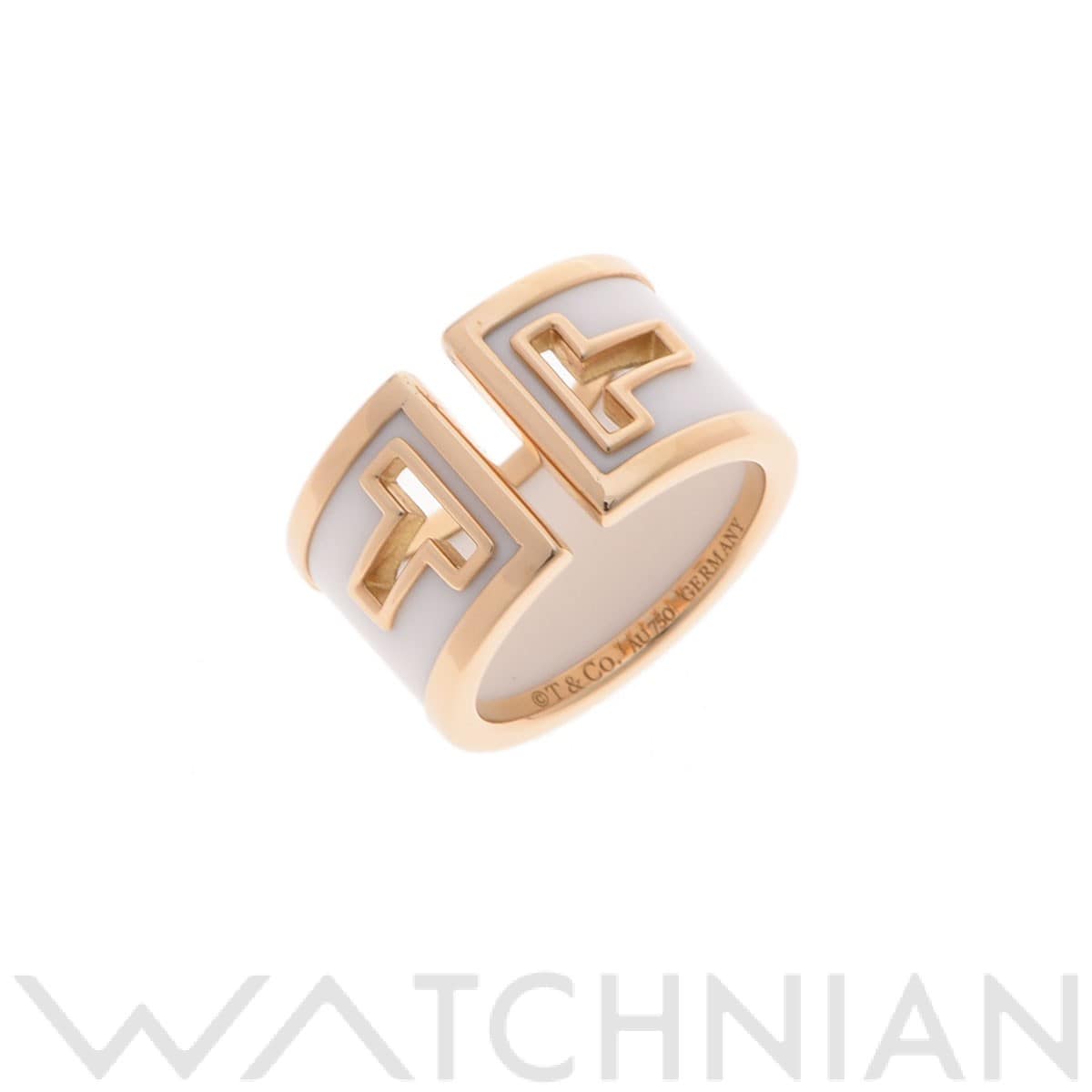 ティファニー  Tカットアウト リング ゴールド K18イエローゴールド YG/ホワイトセラミック レディース ジュエリー 【中古】【jewelry】