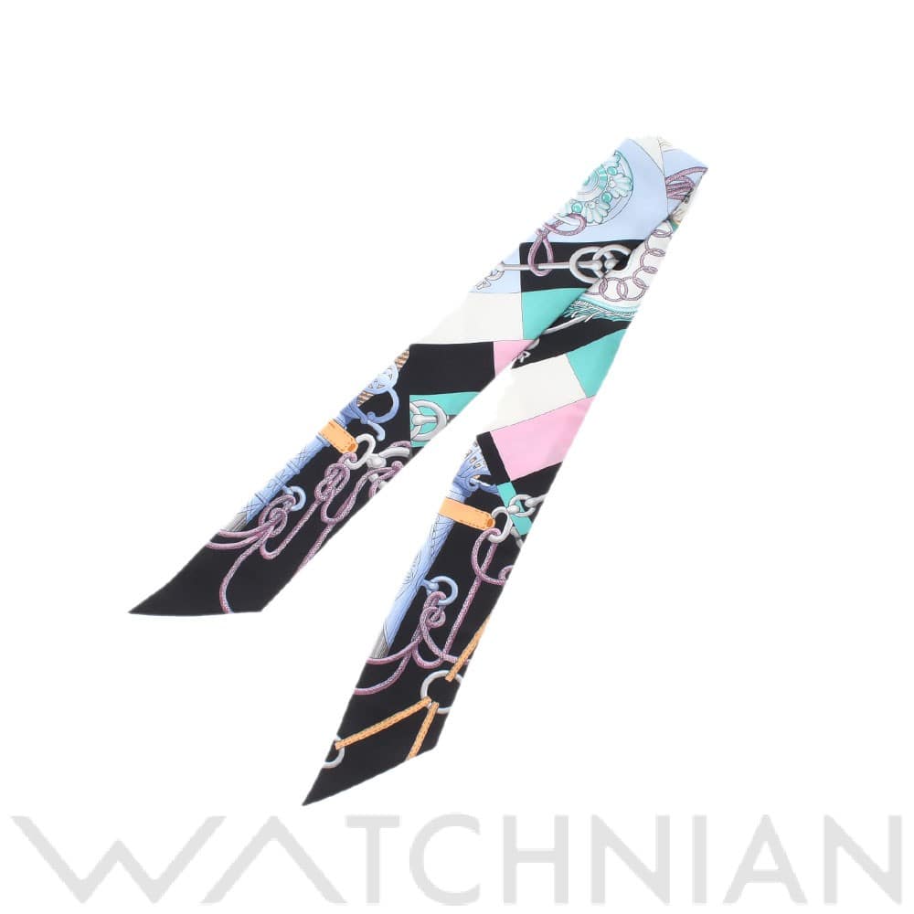 エルメス / HERMES ツイリー Cliquetis ノワール/ローズ/メンソール シルク100％ レディース 【新品】【other】