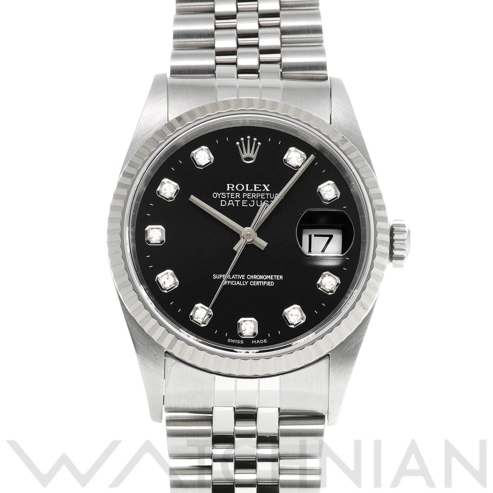 ロレックス デイトジャスト 16234G ブラック/ダイヤモンド メンズ 時計 【中古】【wristwatch】