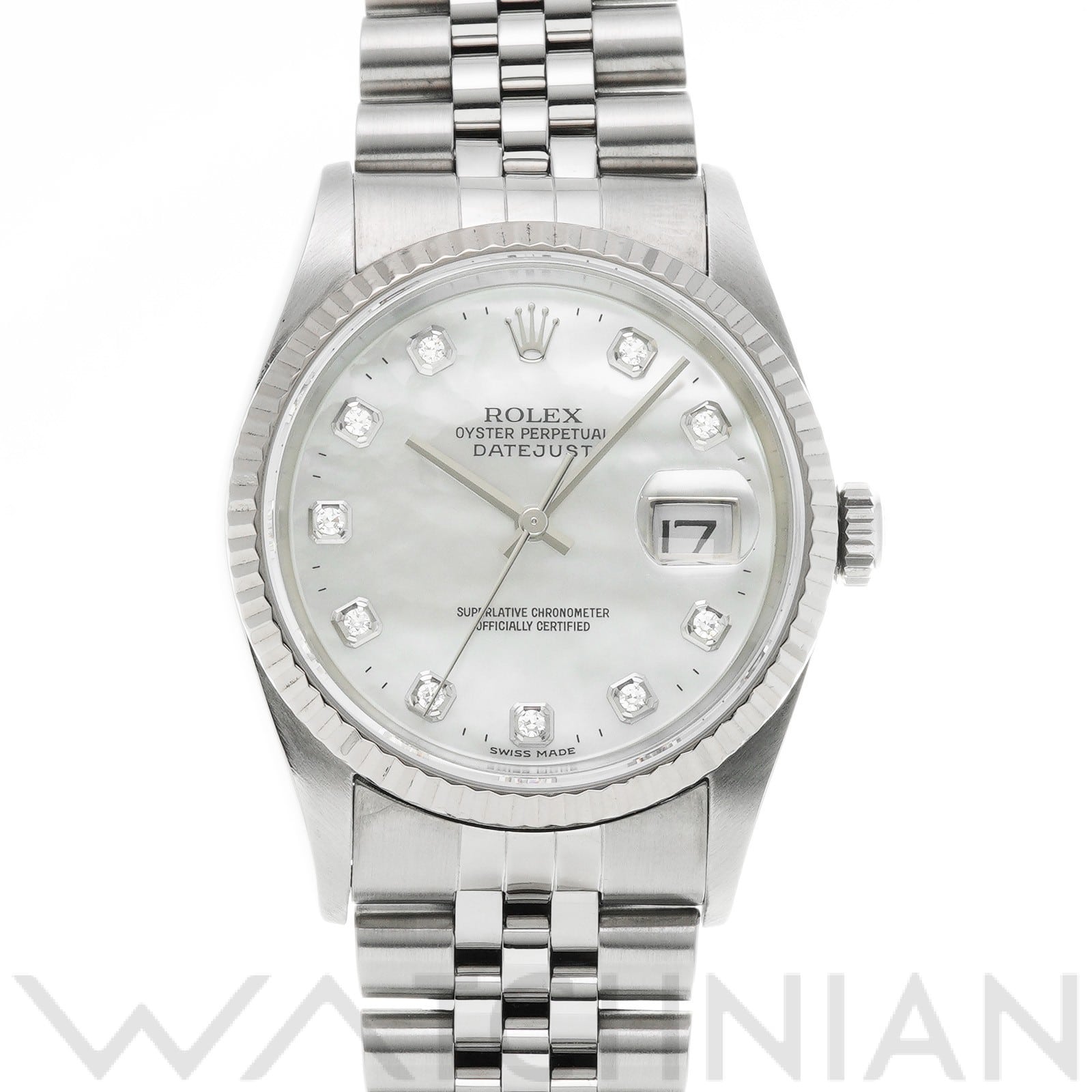 ロレックス デイトジャスト 16234NG ホワイトシェル/ダイヤモンド メンズ 時計 【中古】【wristwatch】