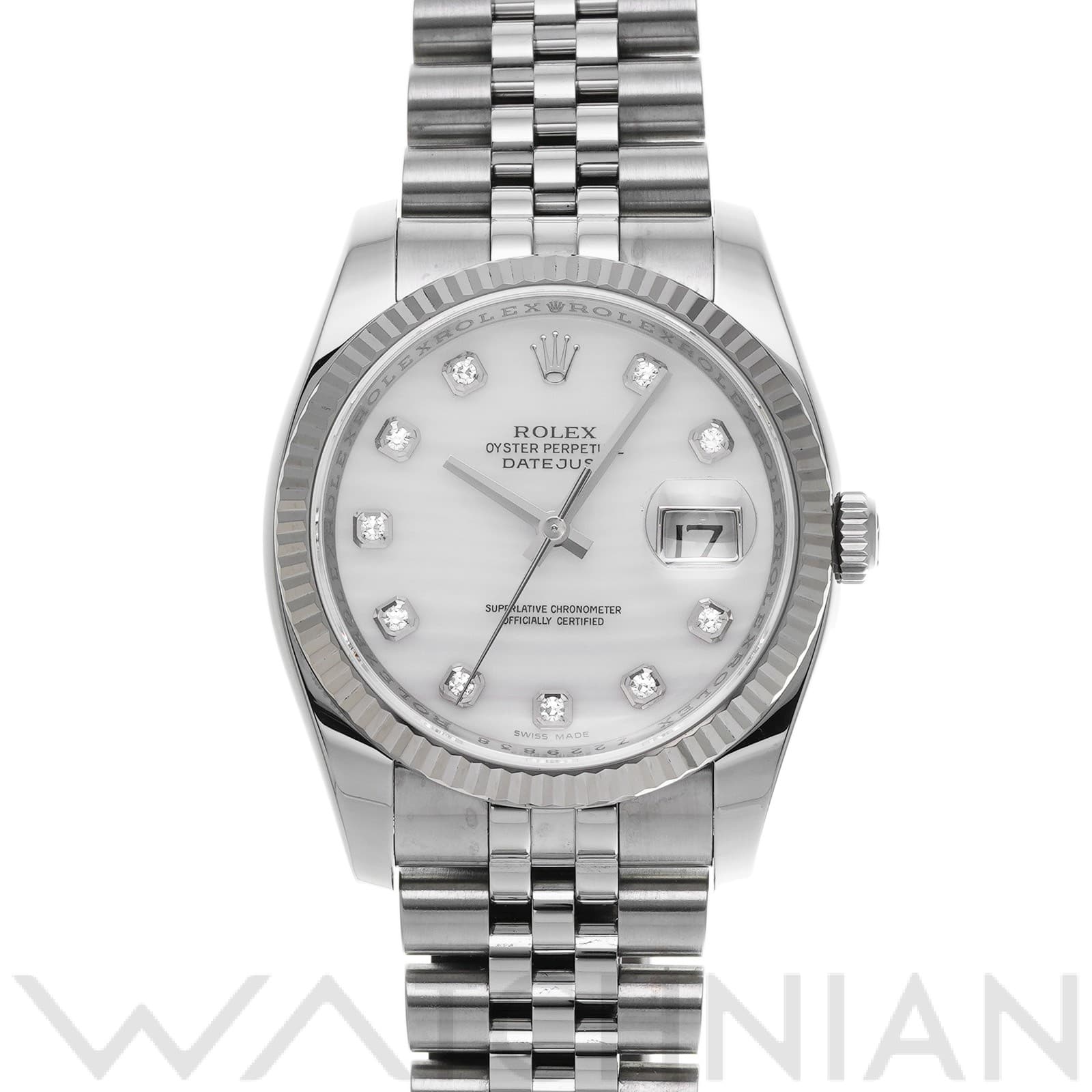 ロレックス デイトジャスト 36 116234NG ホワイトシェル/ダイヤモンド メンズ 時計 【中古】【wristwatch】