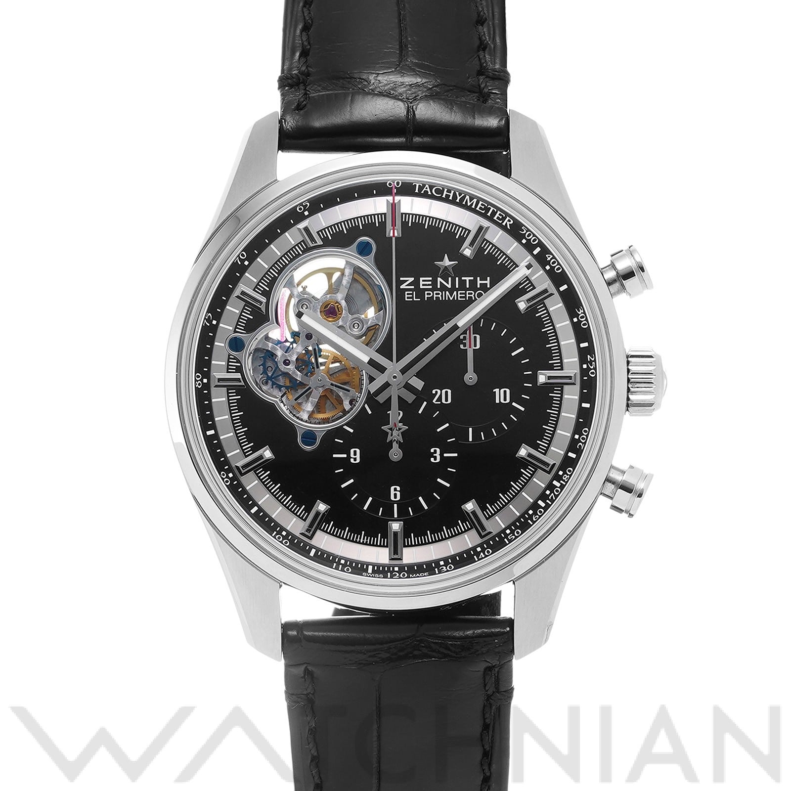 クロノマスター エル・プリメロ オープン 03.2040.4061/21.C496 ブラック ゼニス ZENITH メンズ 【中古】