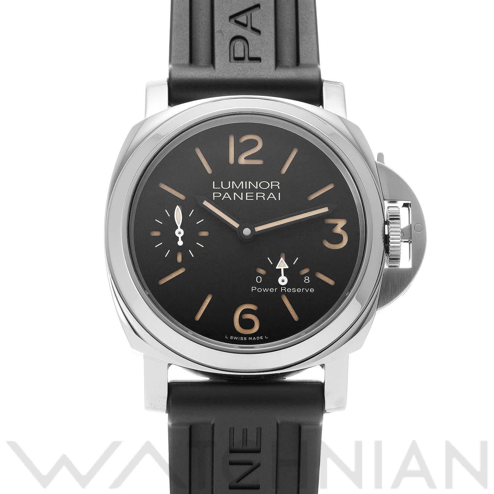 ルミノール 8デイズ パワーリザーブ アッチャイオ PAM00795 U番(2018年製造) ブラック パネライ OFFICINE PANERAI メンズ 【中古】