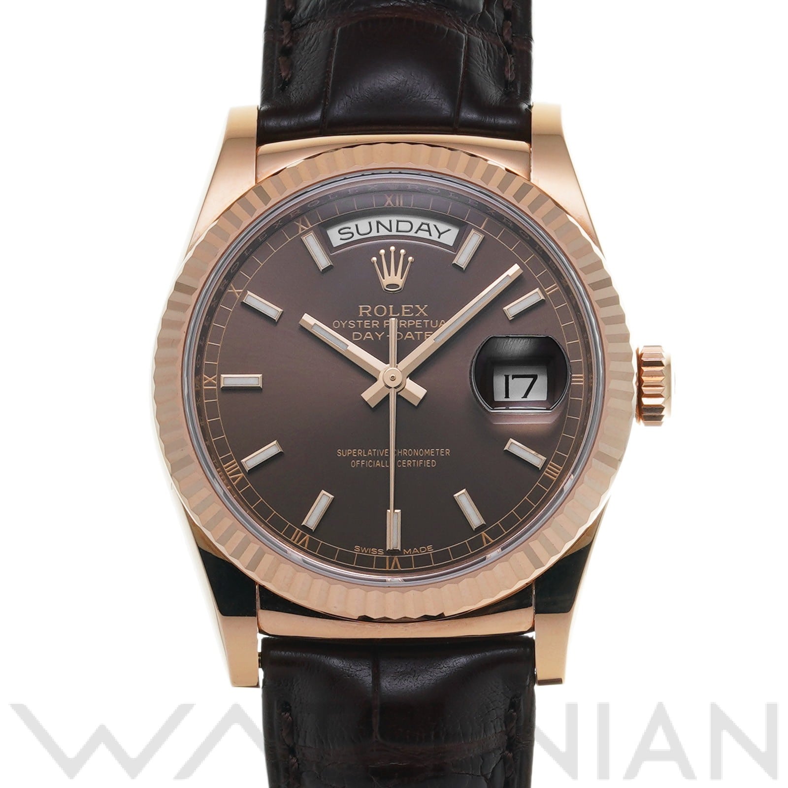 ロレックス デイデイト 36 118135 チョコレートブラウン メンズ 時計 【中古】【wristwatch】