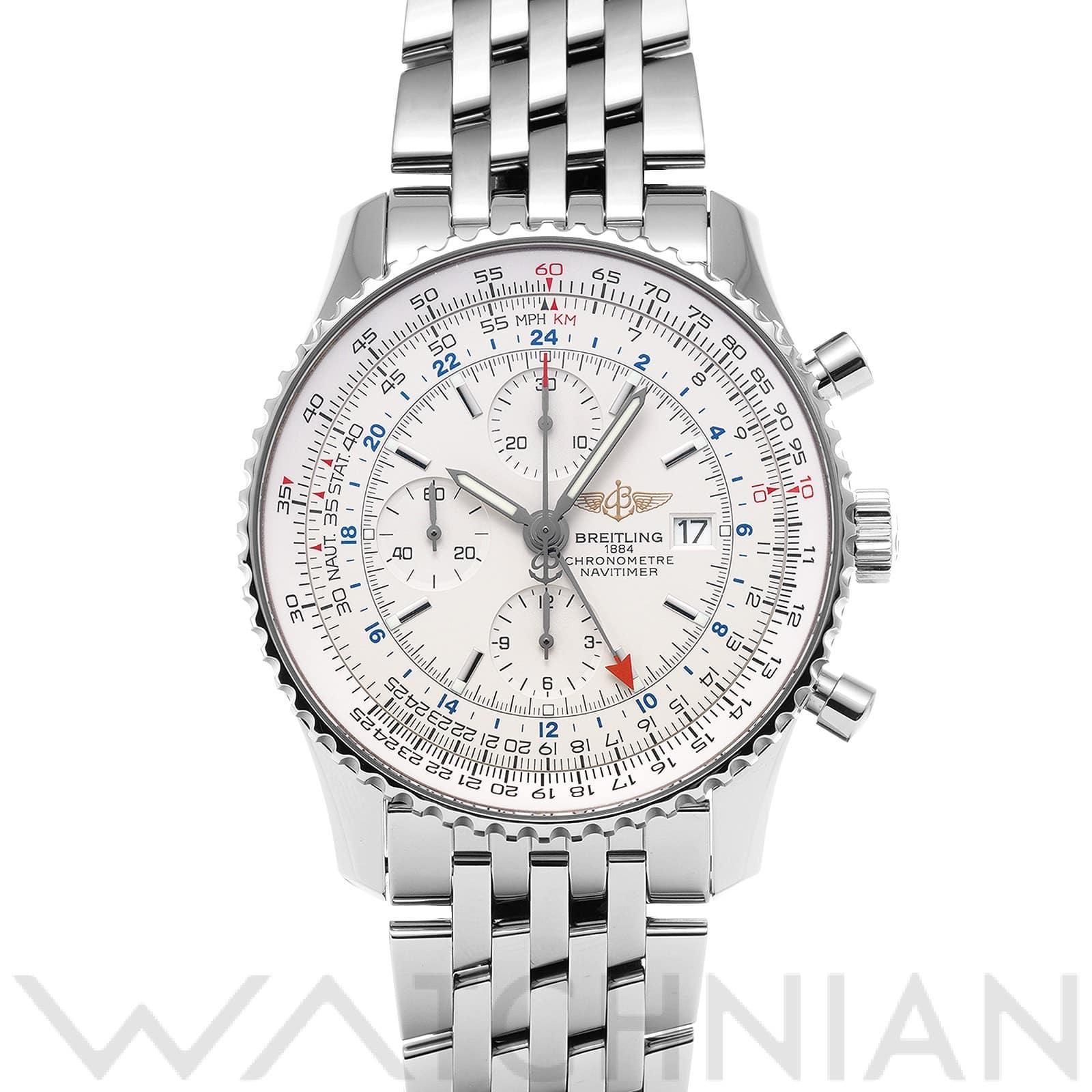 ブライトリング / BREITLING ナビタイマー ワールド A242G71NP シルバー メンズ 時計 【中古】【wristwatch】