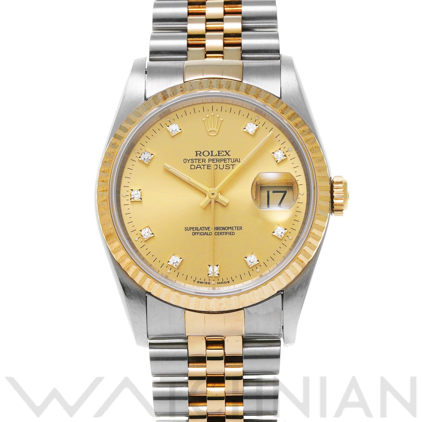 ロレックス デイトジャスト 36 16233G シャンパン/ダイヤモンド メンズ 時計 【中古】【wristwatch】