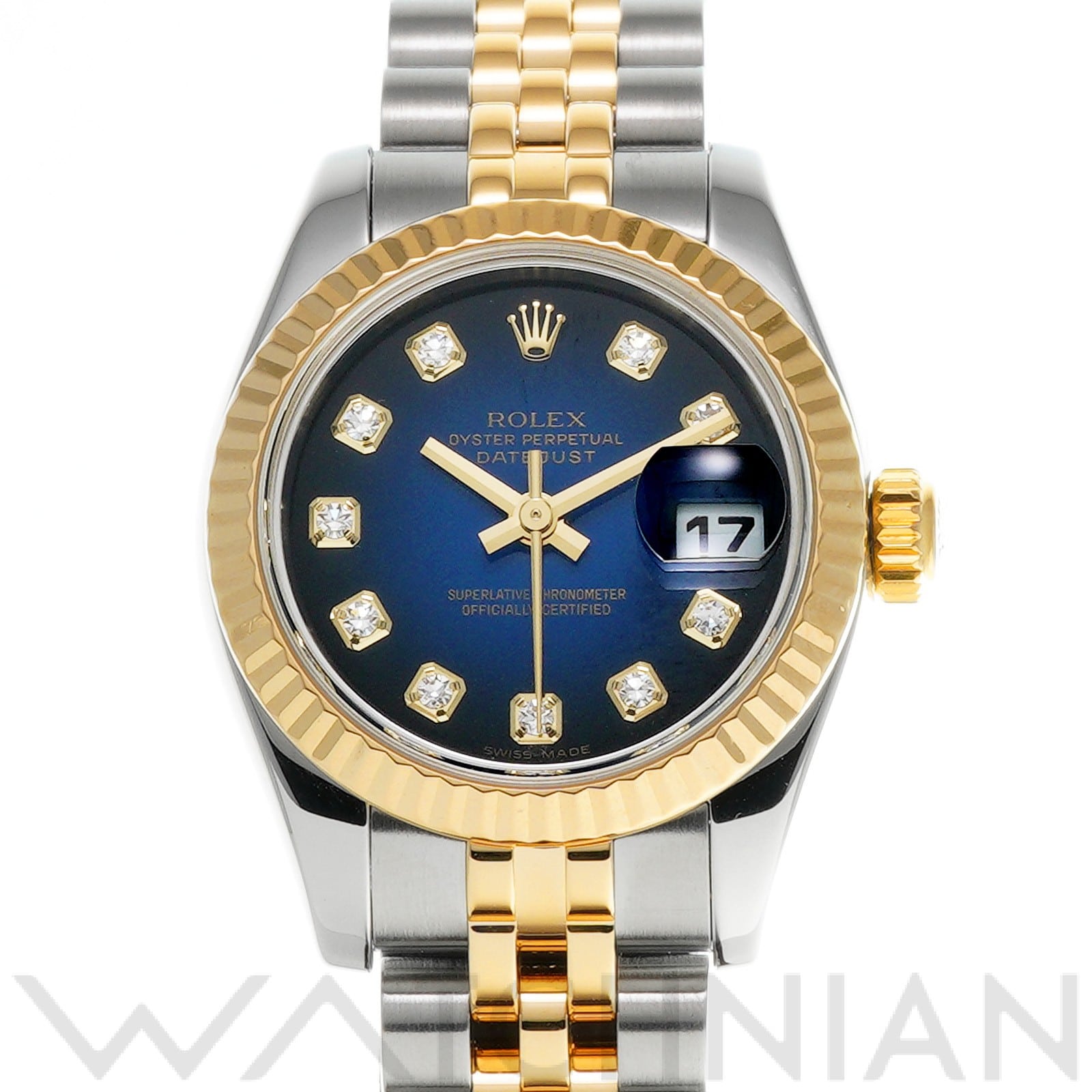 ロレックス レディ デイトジャスト 26 179173G ブルー・グラデーション/ダイヤモンド レディース 時計 【中古】【wristwatch】