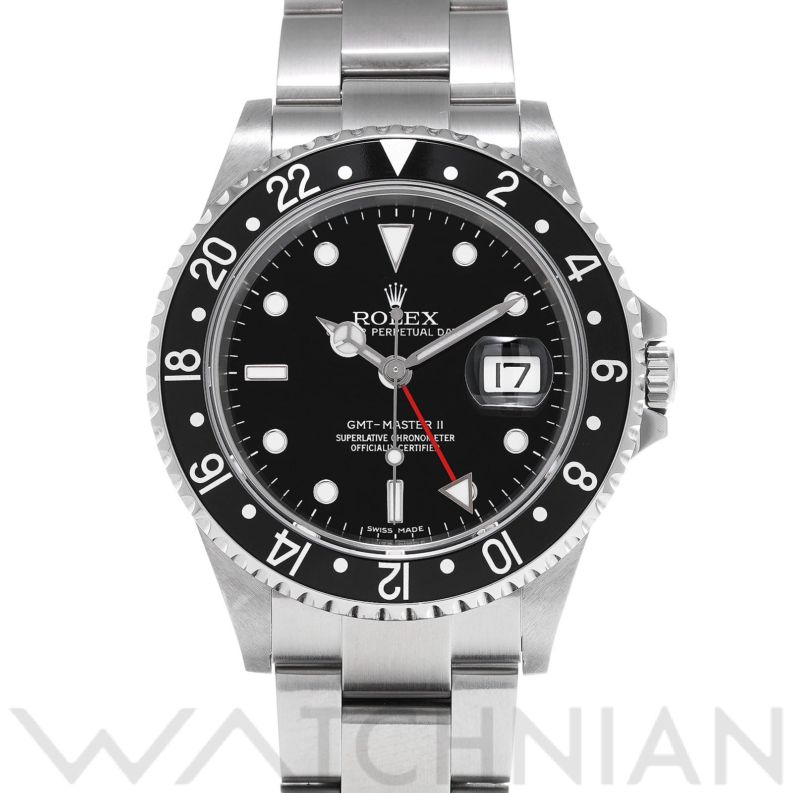 ロレックス GMTマスターII スティックダイヤル 16710 ブラック メンズ 時計 【中古】【wristwatch】