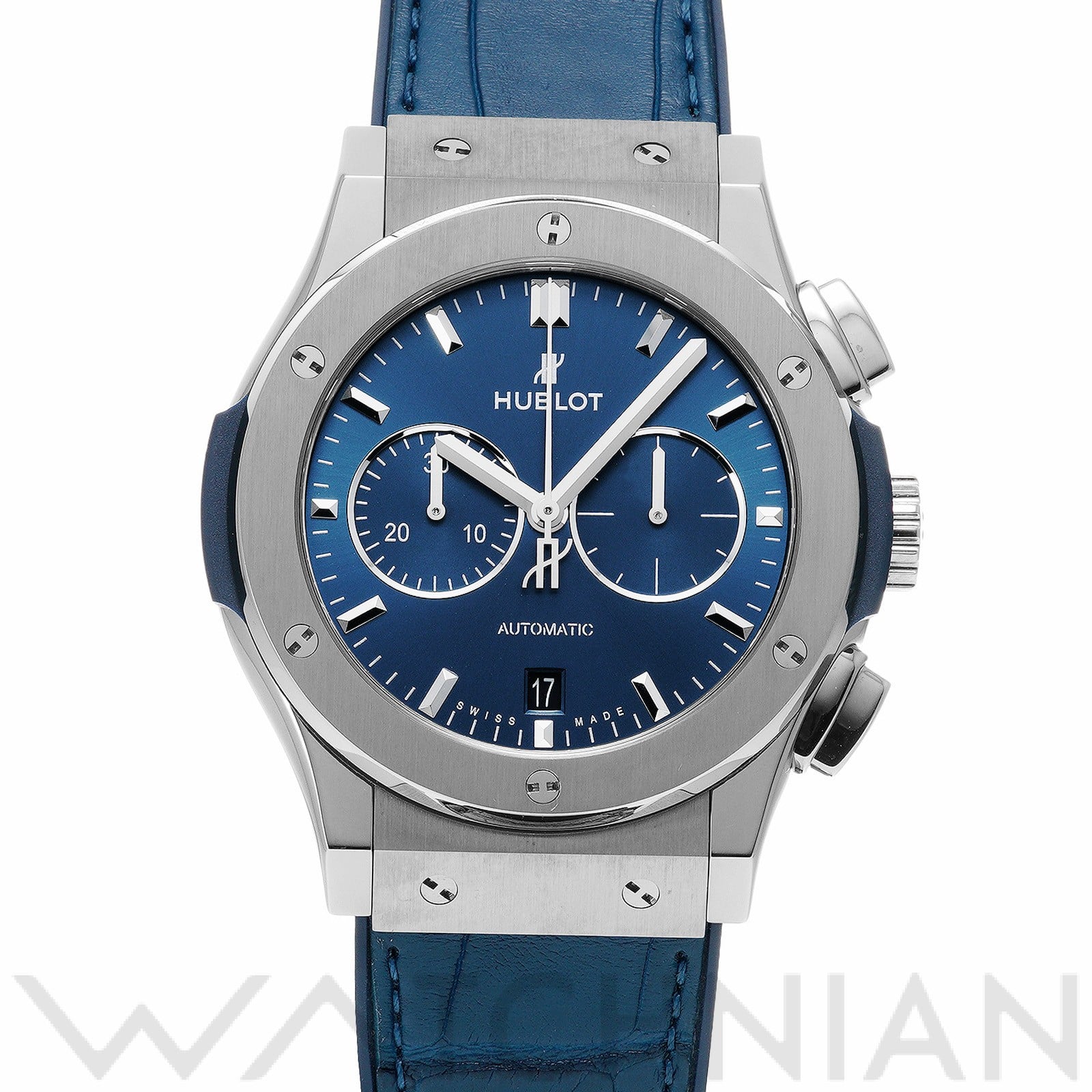 クラシックフュージョン クロノグラフ チタニウム ブルー 541.NX.7170.LR ブルー ウブロ HUBLOT メンズ 【中古】